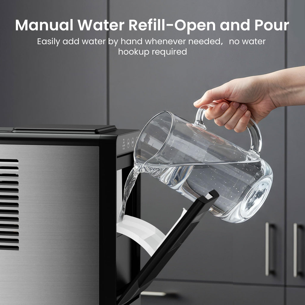 Kismile Portable Countertop Ice Maker Machine, 26lbs Ice in 24Hrs, Self-Cleaning Ice Maker with Selectable Ice Size & Internal Light, Compact Design for Home/Kitchen/RV