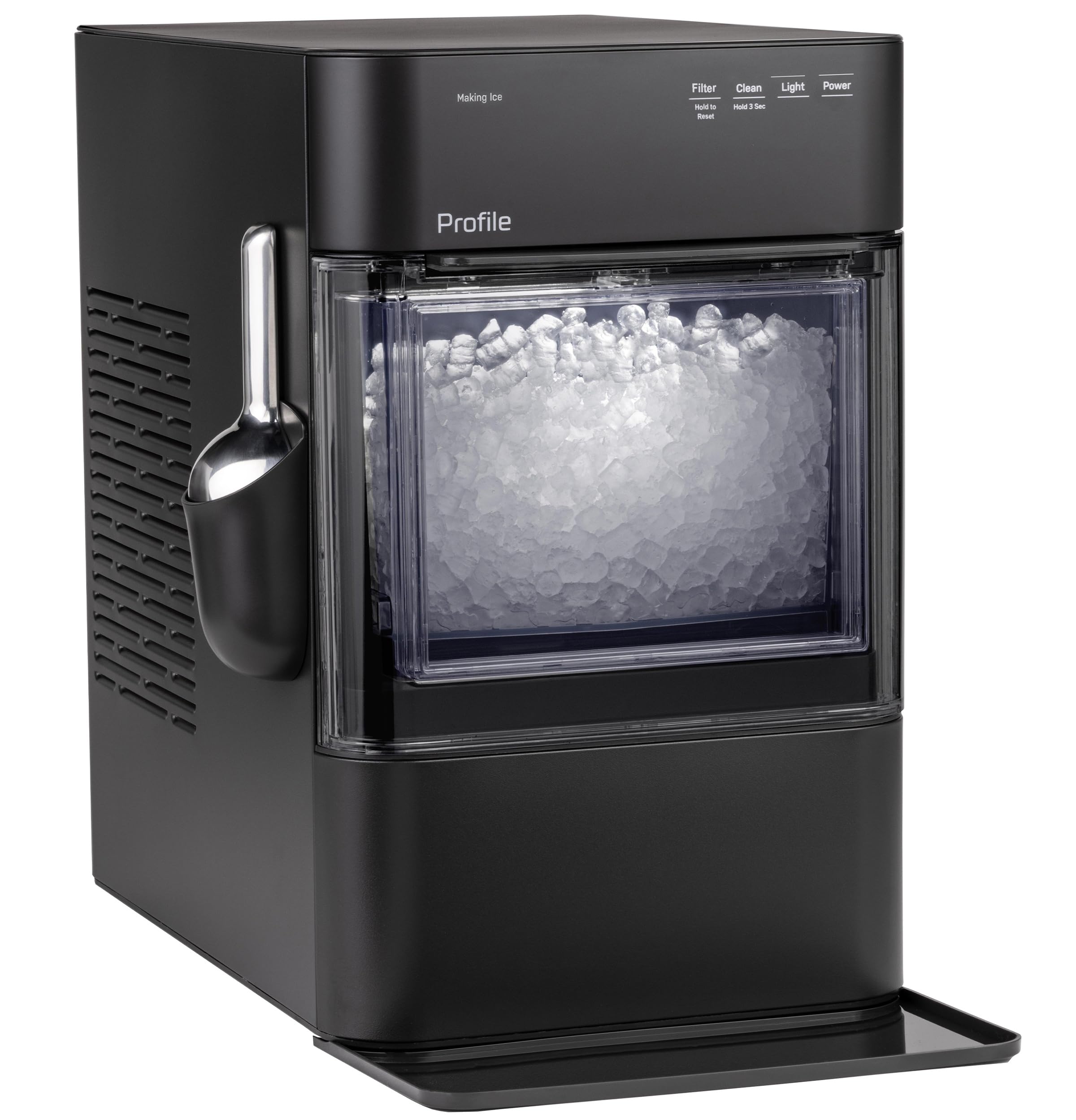 GE Profile Opal 2.0 Ultra Nugget Ice Maker with Scale Inhibiting Filter, Scoop Included, 38 lbs in 24 Hours, Pellet Ice Machine with WiFi & Smart Connected, Stainless Steel