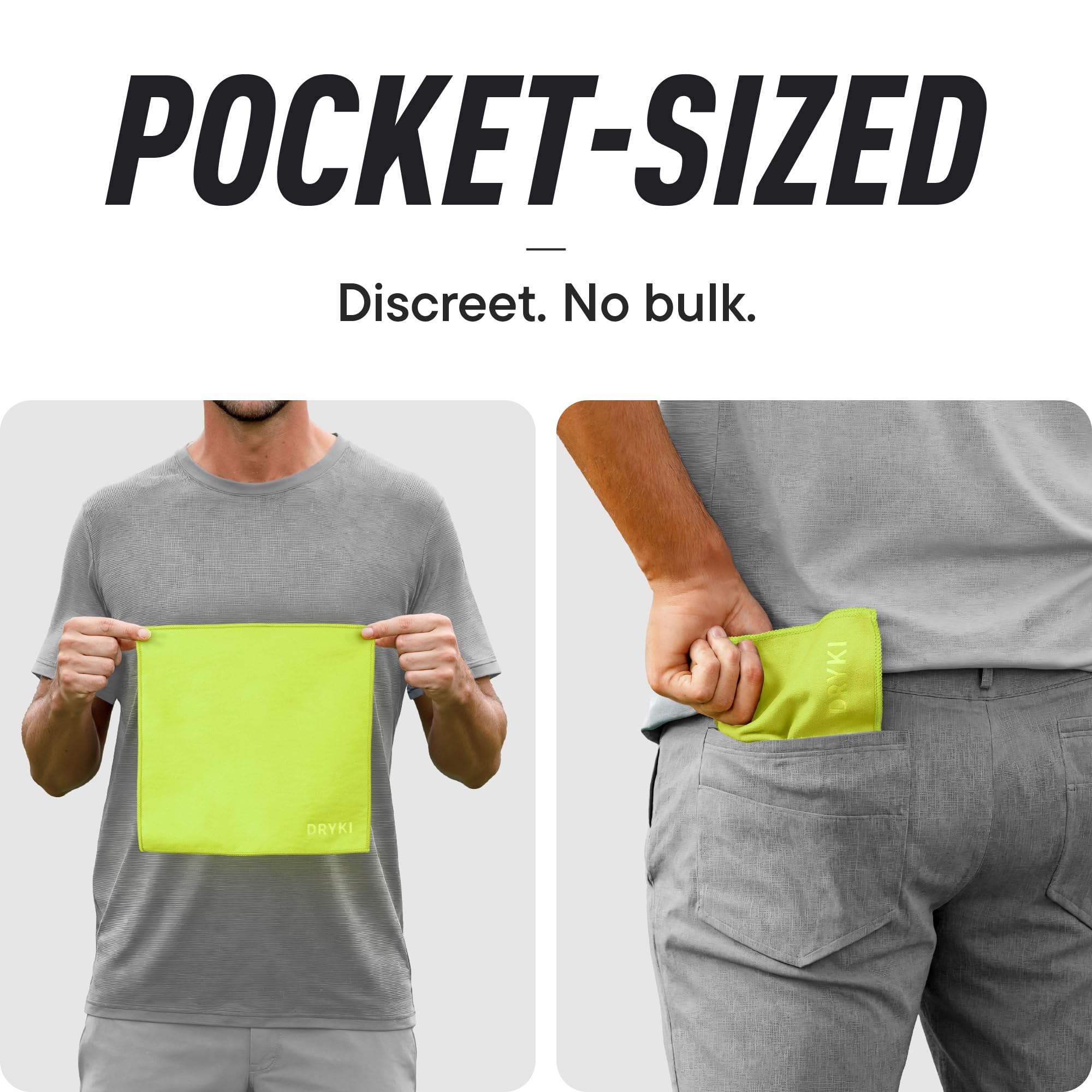 DRYKI Pocket-Sized Sweat Towels - The Original Sweat Absorbing Handkerchiefs - Quick-Dry Microfiber Sweat Rags for Face, Hands, & Body - Men & Women - Gym and Work (Moss Camo: 5 Pack)