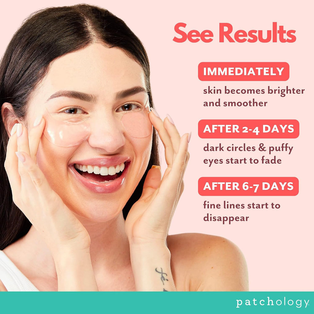 Patchology Serve Chilled Rosé Eye Gels - Eye Patches for Puffy eyes & Dark Circles, Gel Eye Patches, Under Eye Mask w/Hyaluronic Acid, Eye Treatment Products & Mini Beauty Products (15 Pairs/Jar)