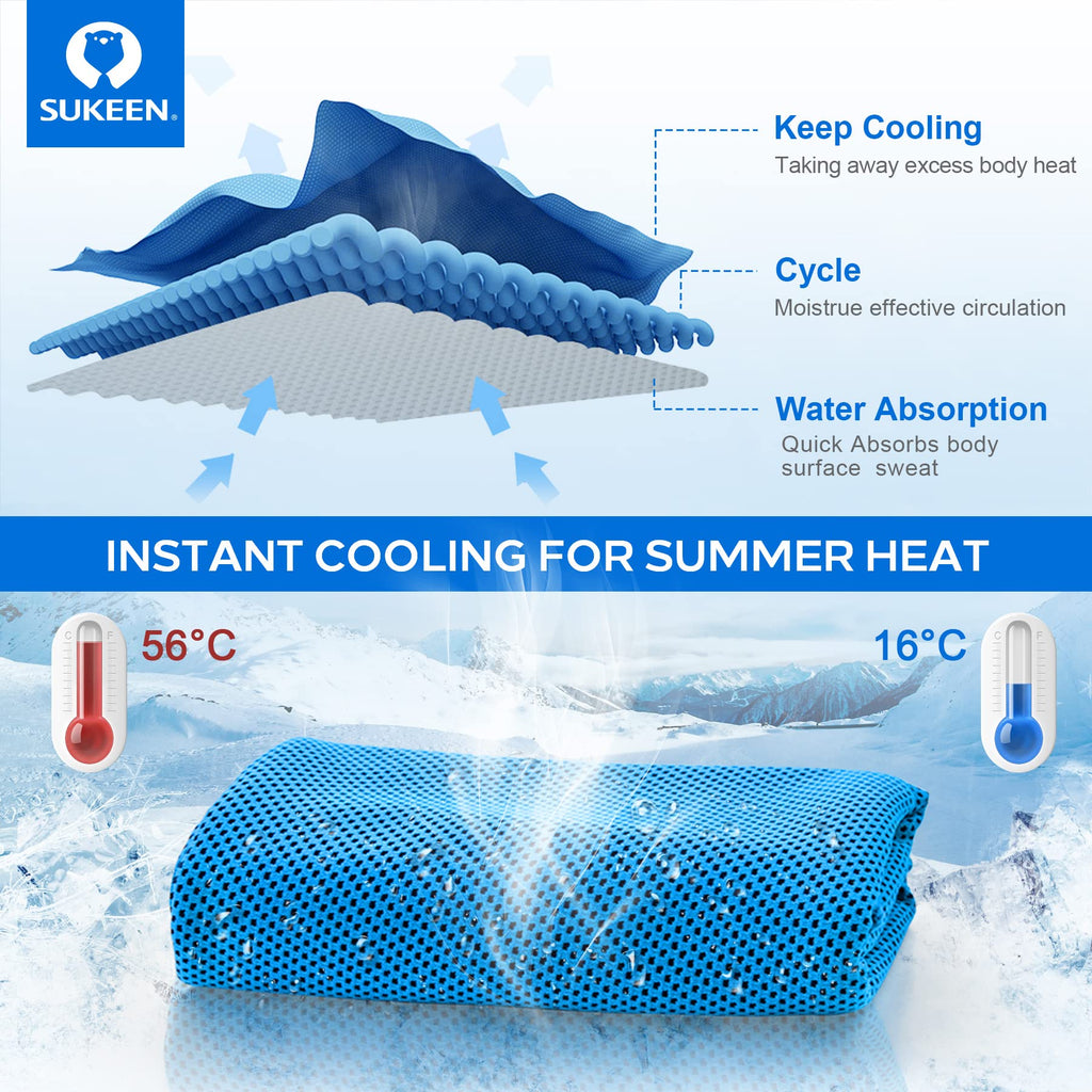Sukeen Cooling Towel for Neck and Face (40"x12"), Microfiber Bulk Cooling Towels for Athletes Cooling Neck Wraps Instant Cooling Towels for Yoga,Gym,Golf,Running,Fitness and Workout