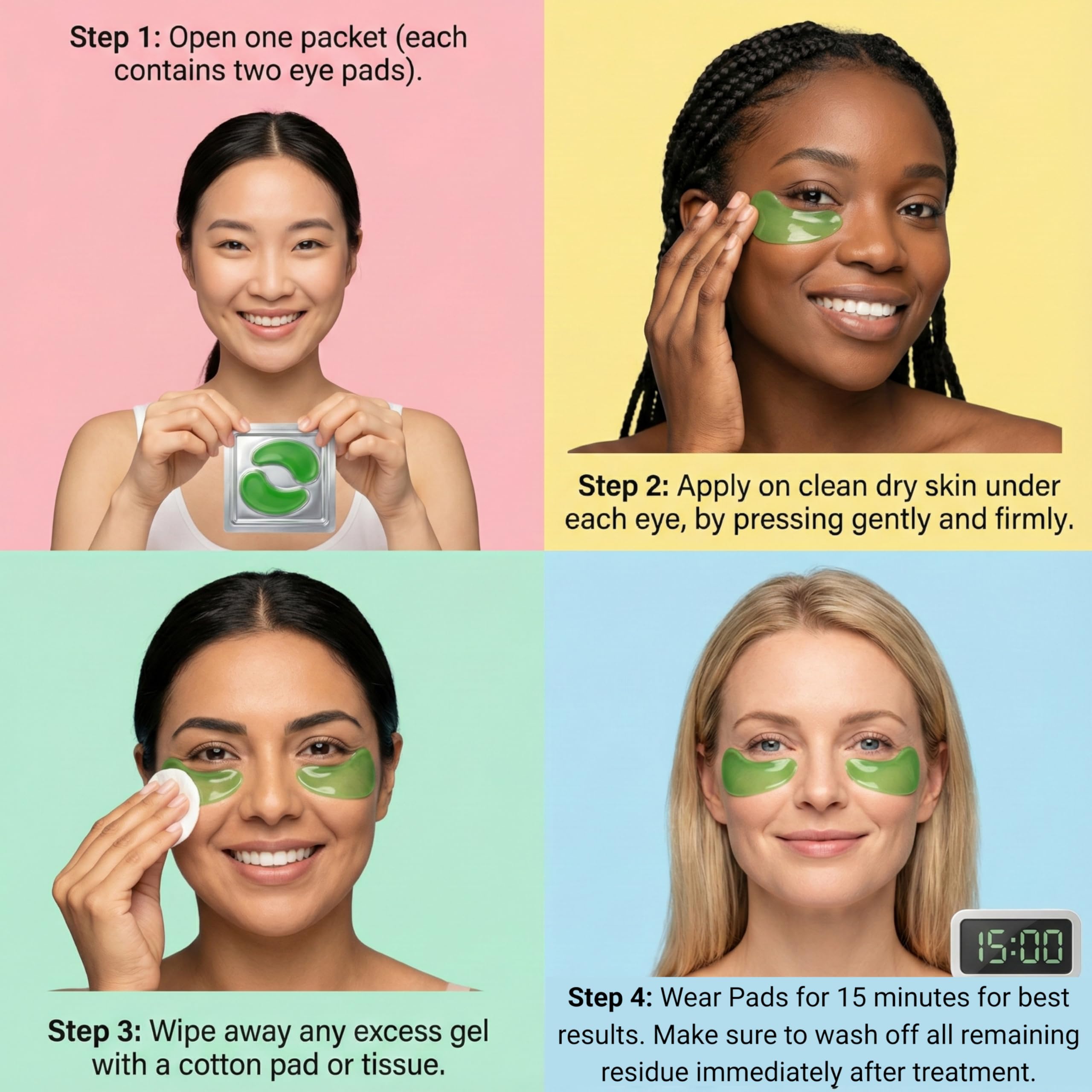 SpaScriptions Collagen Hydrogel Under Eye Patches - Anti-Wrinkle Eye Masks for Dark Circles & Puffiness, Firming & Hydrating Gel Eye Pads for Men & Women for Refreshing Daily Skin Care, 4 Pairs