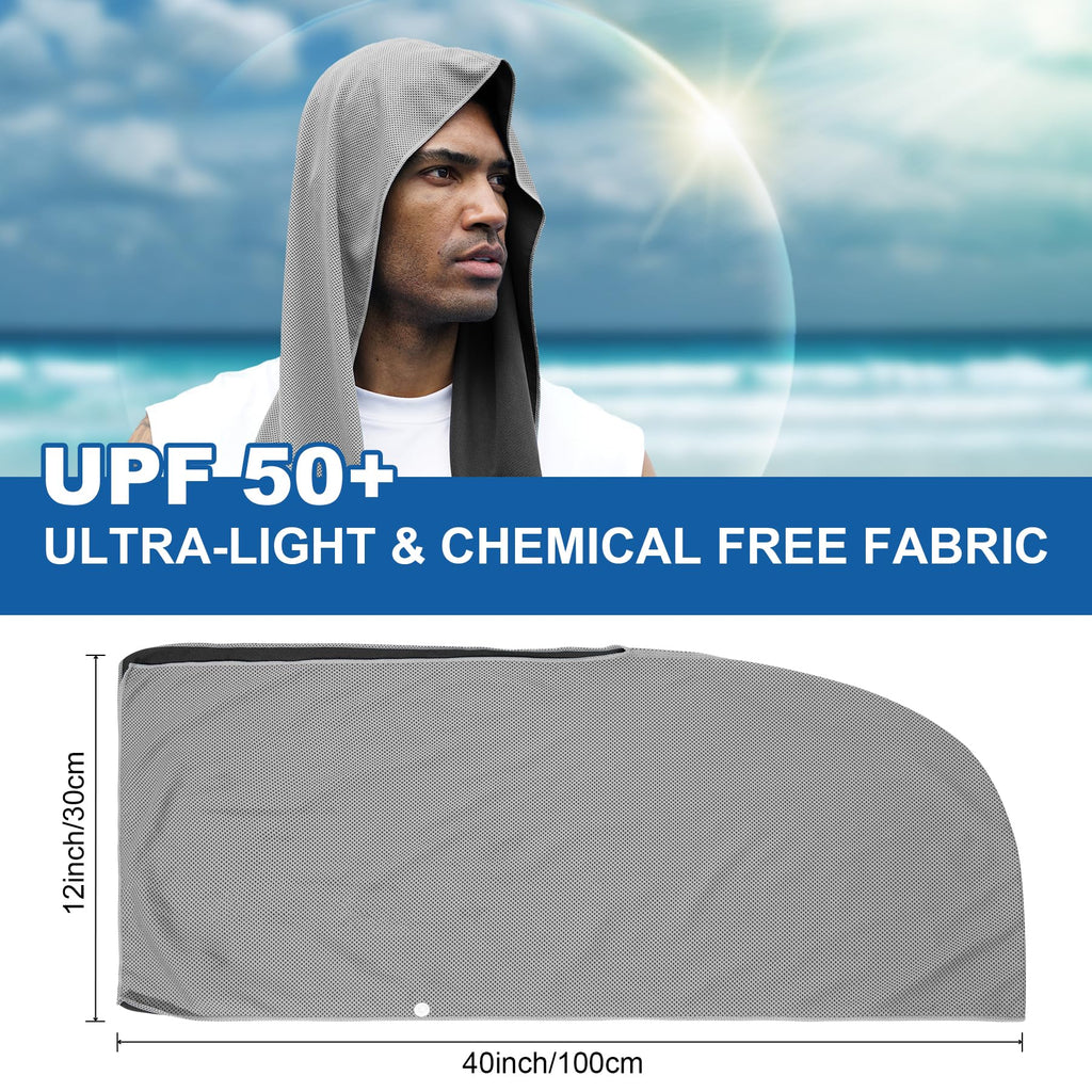 Sukeen Cooling Hoodie Towel, Cooling Towels for Neck and Face Quick Drying Absorbent, UV Protection Cooling Neck Wraps, Sport Workout Camping Cycling Cooling Towel