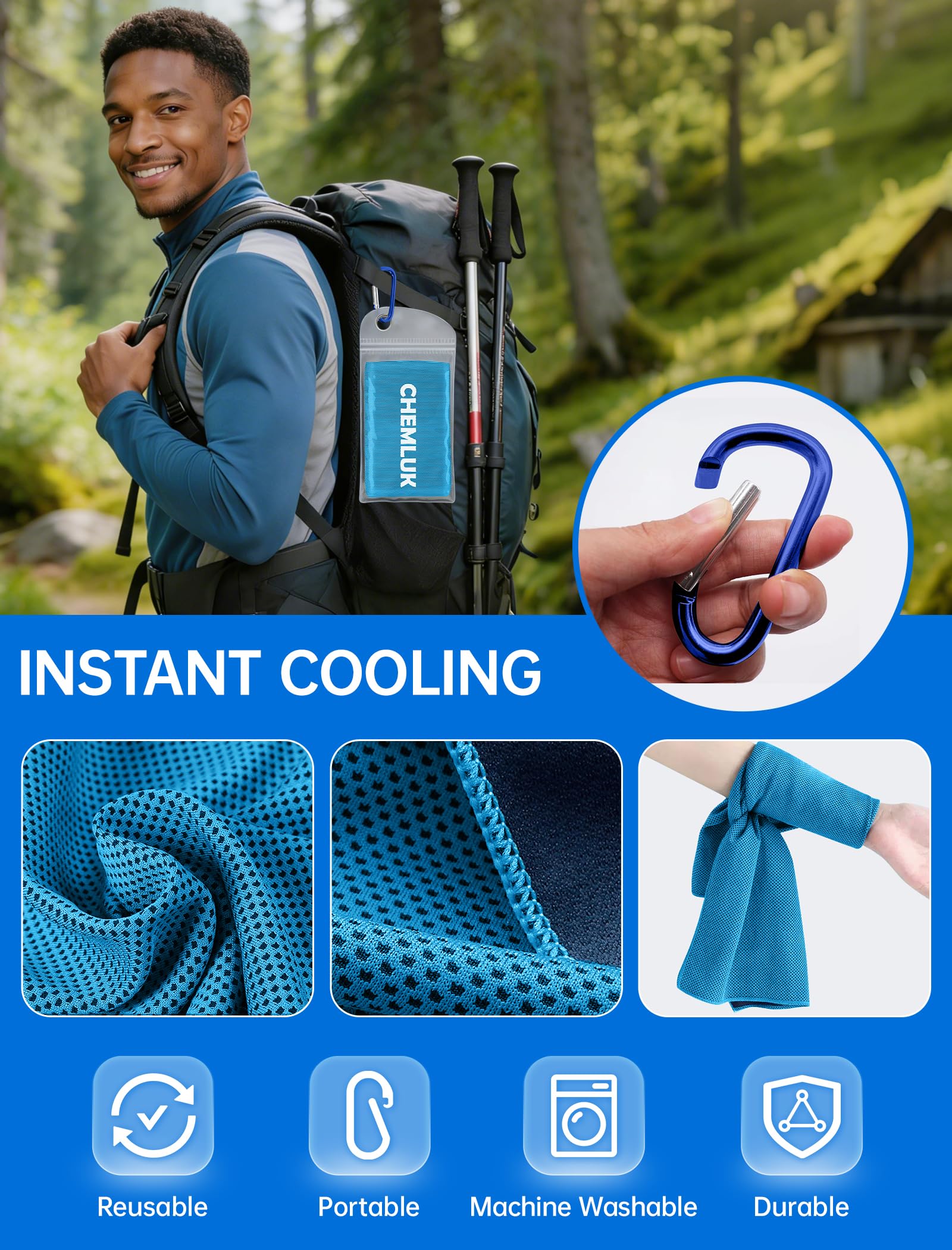 4 Packs Cooling Towels: Instant Cool Towel for Neck and Face Hot Weather UPF50 Quick Dry Microfiber Sweat Towels for Gym Workout Sports (40"x12")