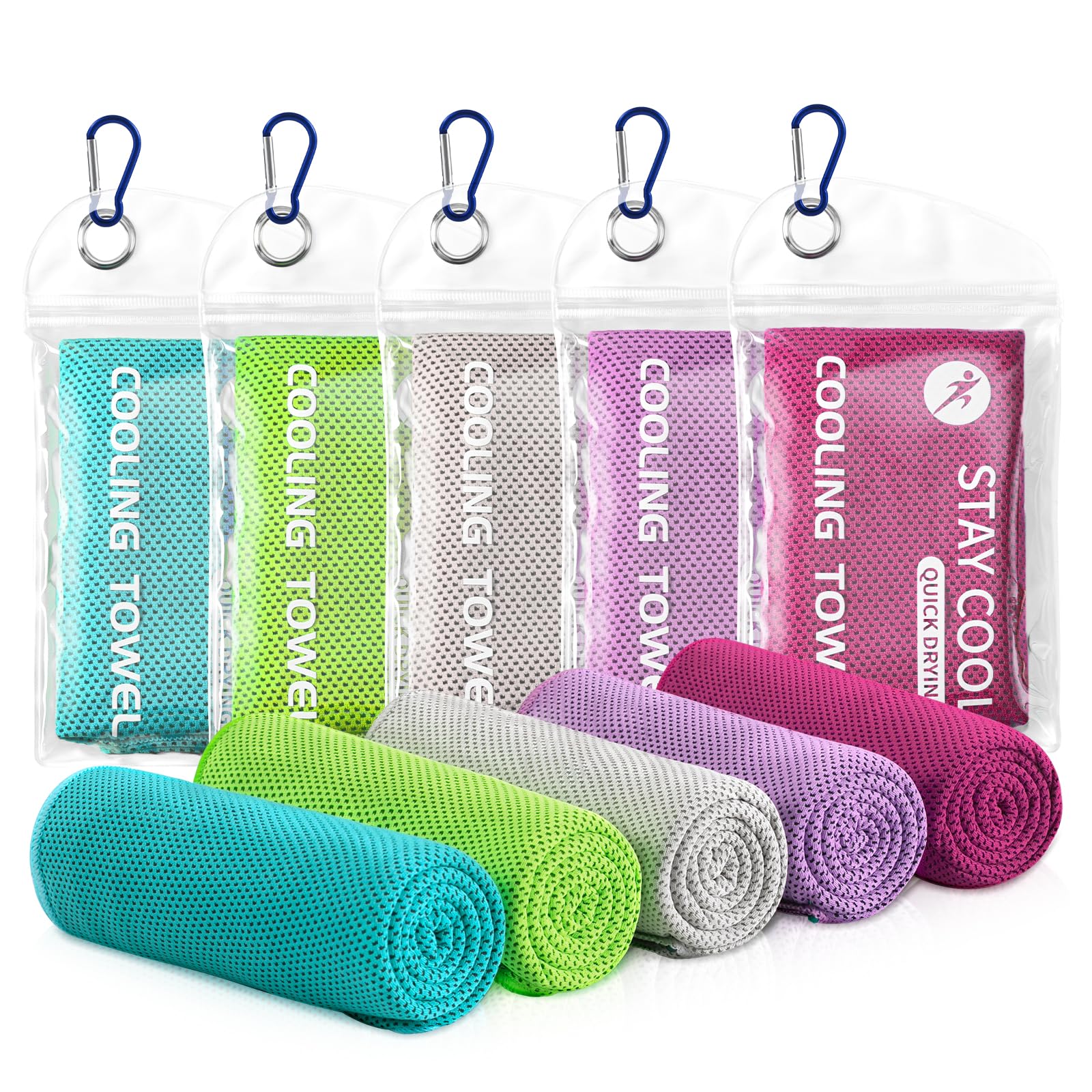 Cooling Towels - 5 Pack Gym Towels, Gym Towel for Working Out, Yoga Towel, Quick Dry Towel for Running, Camping, Fitness & More Activities
