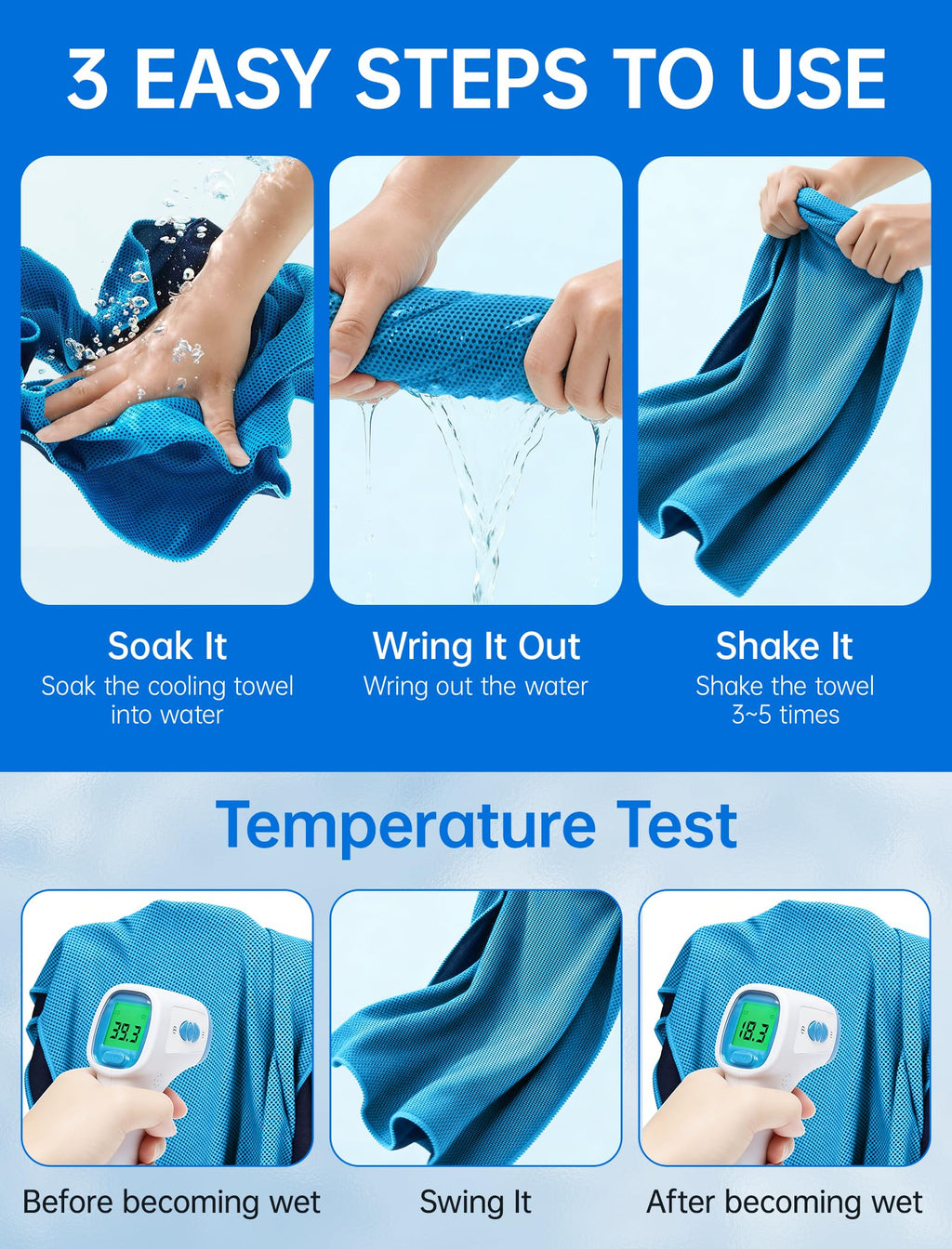 4 Packs Cooling Towels: Instant Cool Towel for Neck and Face Hot Weather UPF50 Quick Dry Microfiber Sweat Towels for Gym Workout Sports (40"x12")