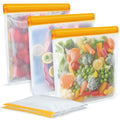 10 Pack Dishwasher Safe Reusable Bags, Leakproof Reusable Freezer Bags, BPA Free Food Storage Bags for Lunch, Marinate and Travel, 3 Gallon, 4 Sandwich, 3 Snack Bags