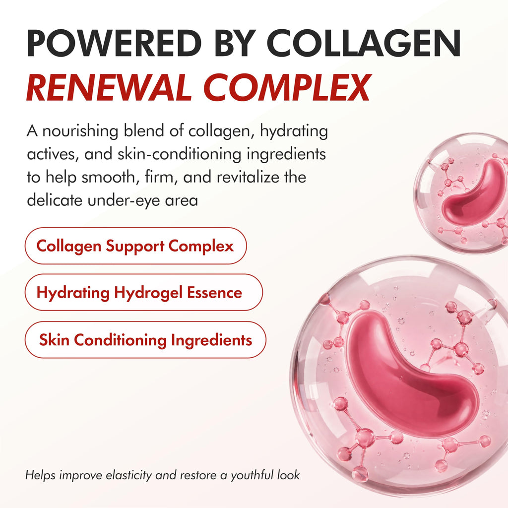 SpaScriptions Collagen Hydrogel Under Eye Patches - Anti-Wrinkle Eye Masks for Dark Circles & Puffiness, Firming & Hydrating Gel Eye Pads for Men & Women for Refreshing Daily Skin Care, 4 Pairs