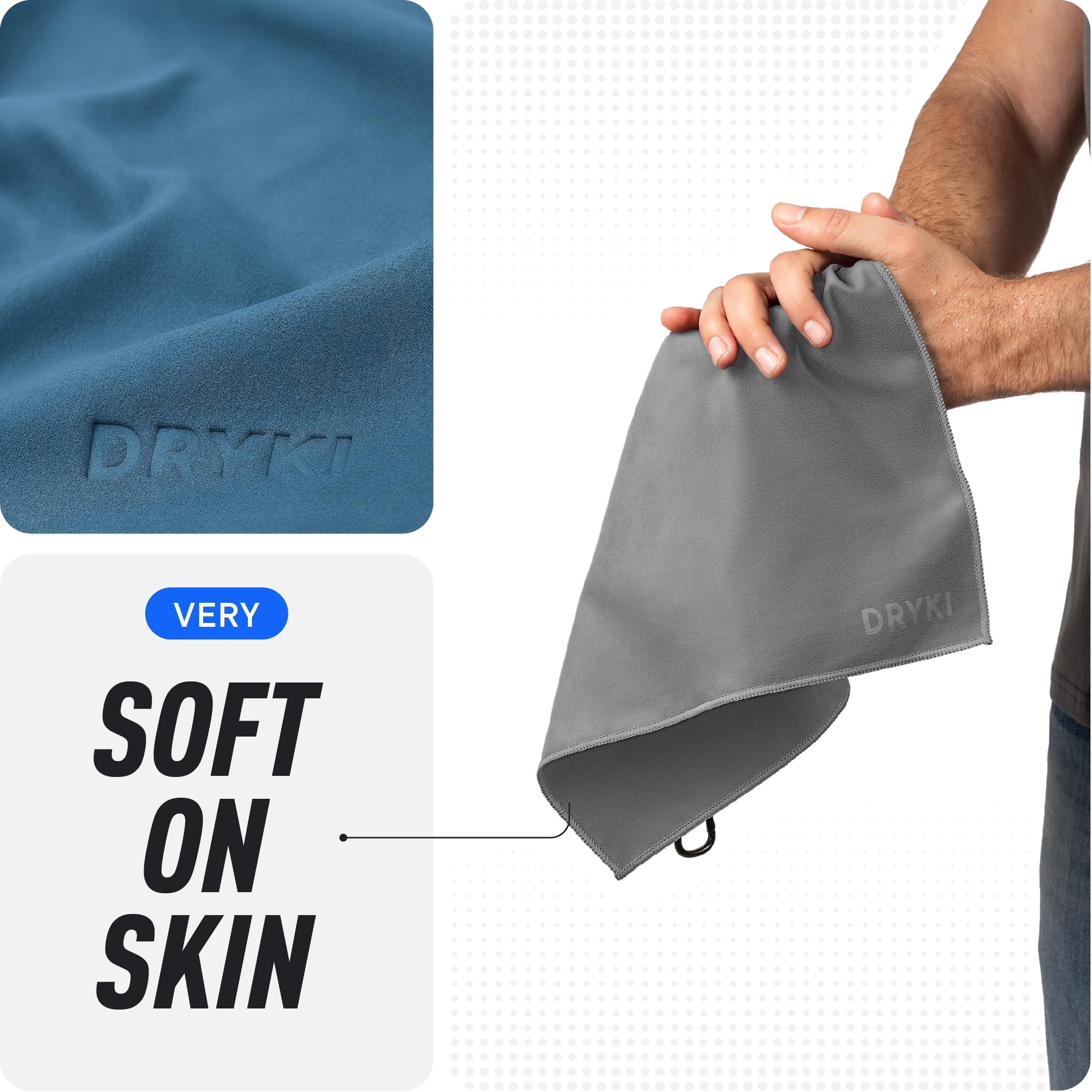 DRYKI Pocket-Sized Sweat Towels - The Original Sweat Absorbing Handkerchiefs - Quick-Dry Microfiber Sweat Rags for Face, Hands, & Body - Men & Women - Gym and Work (Moss Camo: 5 Pack)