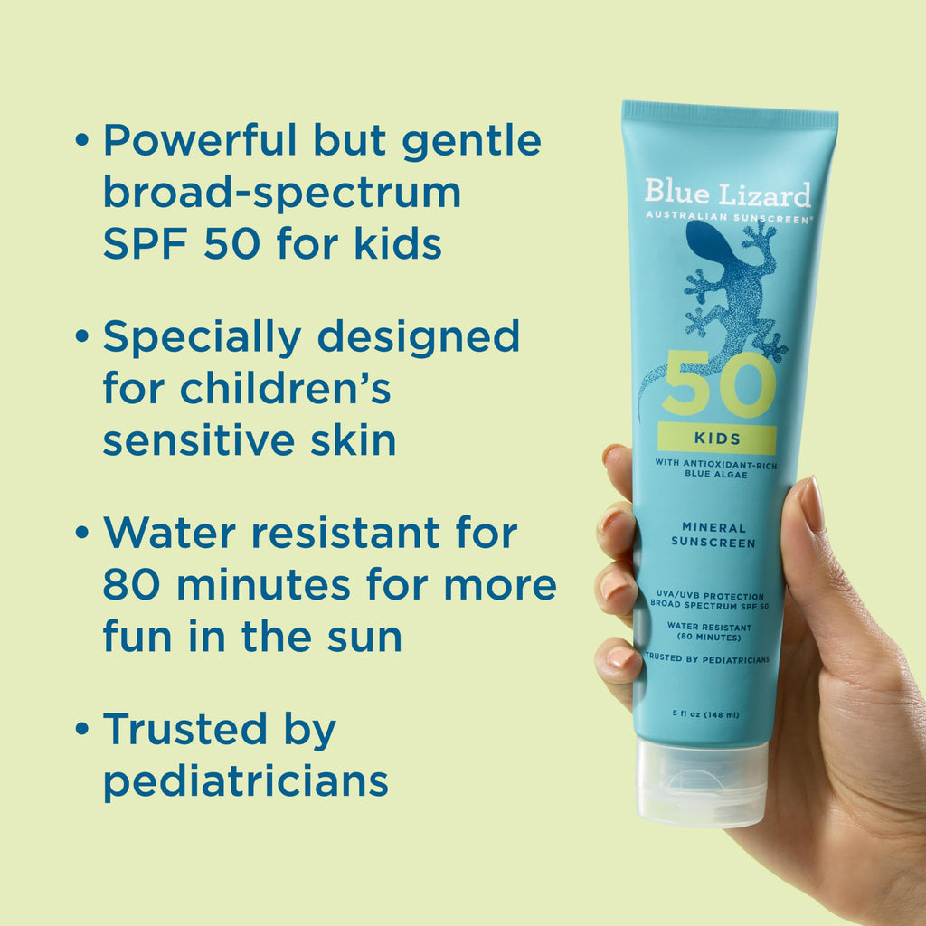 Blue Lizard Kids Mineral Sunscreen Spray SPF 50+, Brand, Broad-Spectrum UVA/UVB Protection, Water-Resistant, Zinc Oxide Formula, 5 fl oz