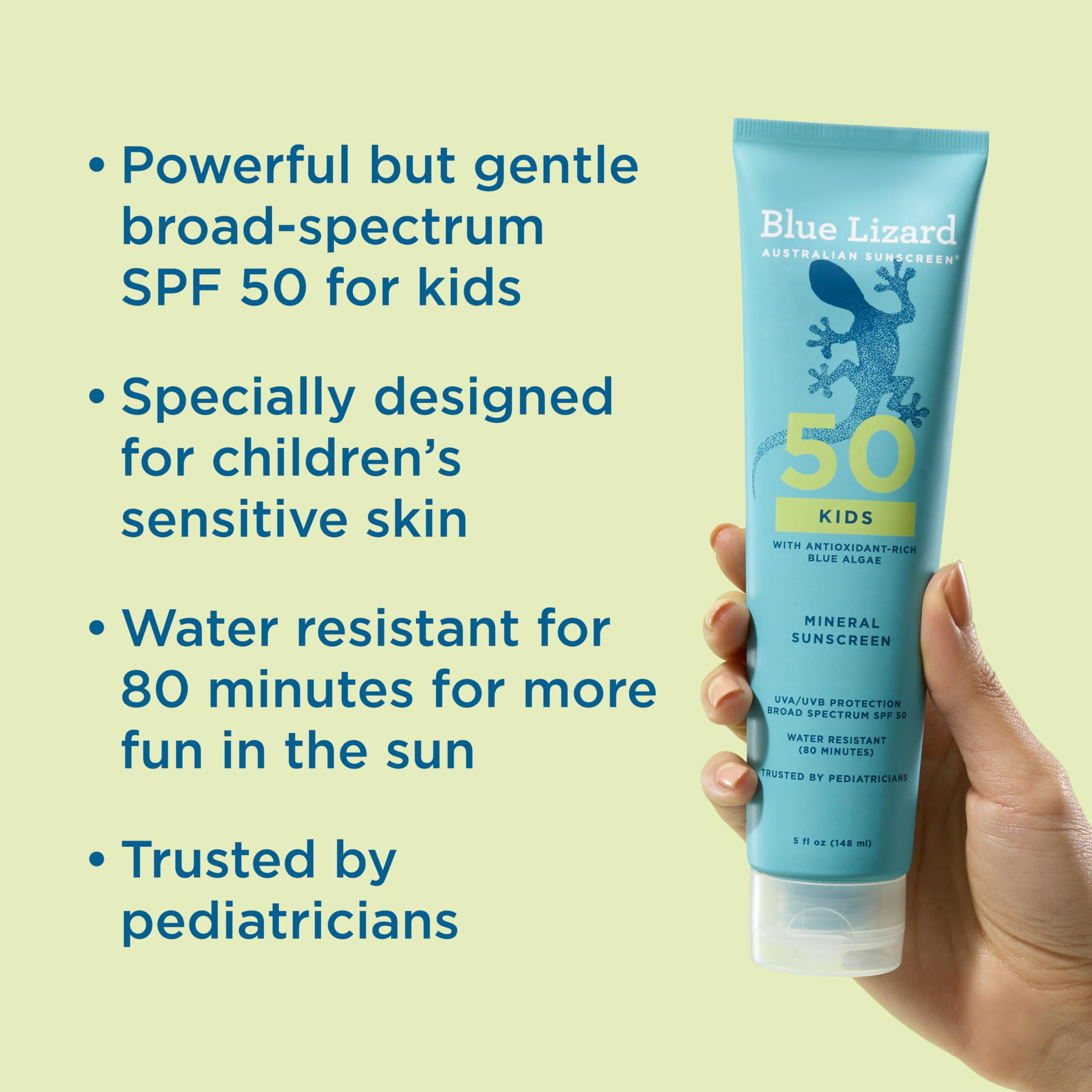 Blue Lizard Kids Mineral Sunscreen Spray SPF 50+, Brand, Broad-Spectrum UVA/UVB Protection, Water-Resistant, Zinc Oxide Formula, 5 fl oz