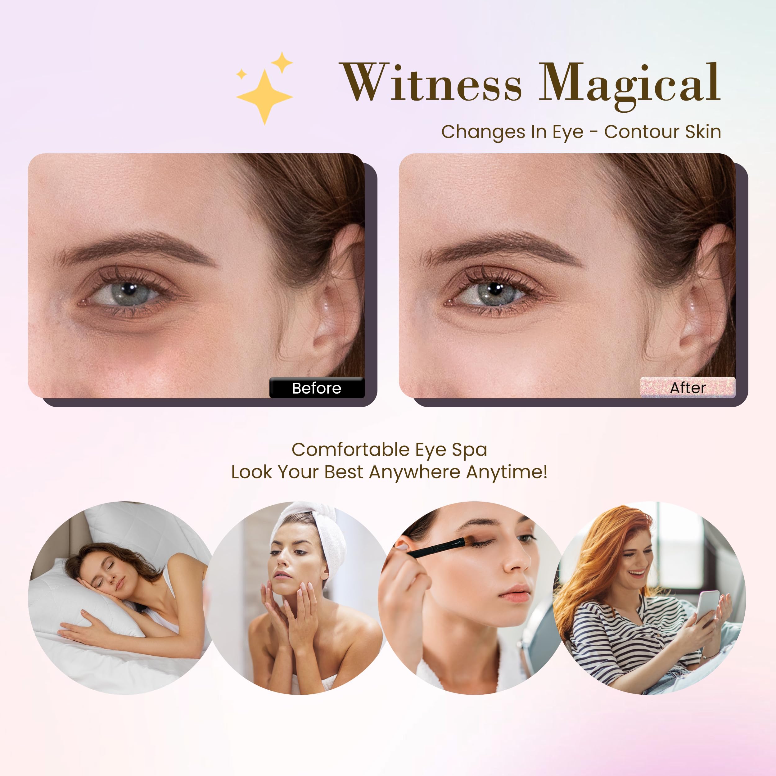 32 Pairs Under Eye Patches, Hydrating Eye Masks for Dark Circles Puffiness Puffy Eyes, Anti Wrinkle Collagen Undereye Pads, 32 Sets Travel Skincare Face Gel (24K Golden+Blue+Pink+Green)