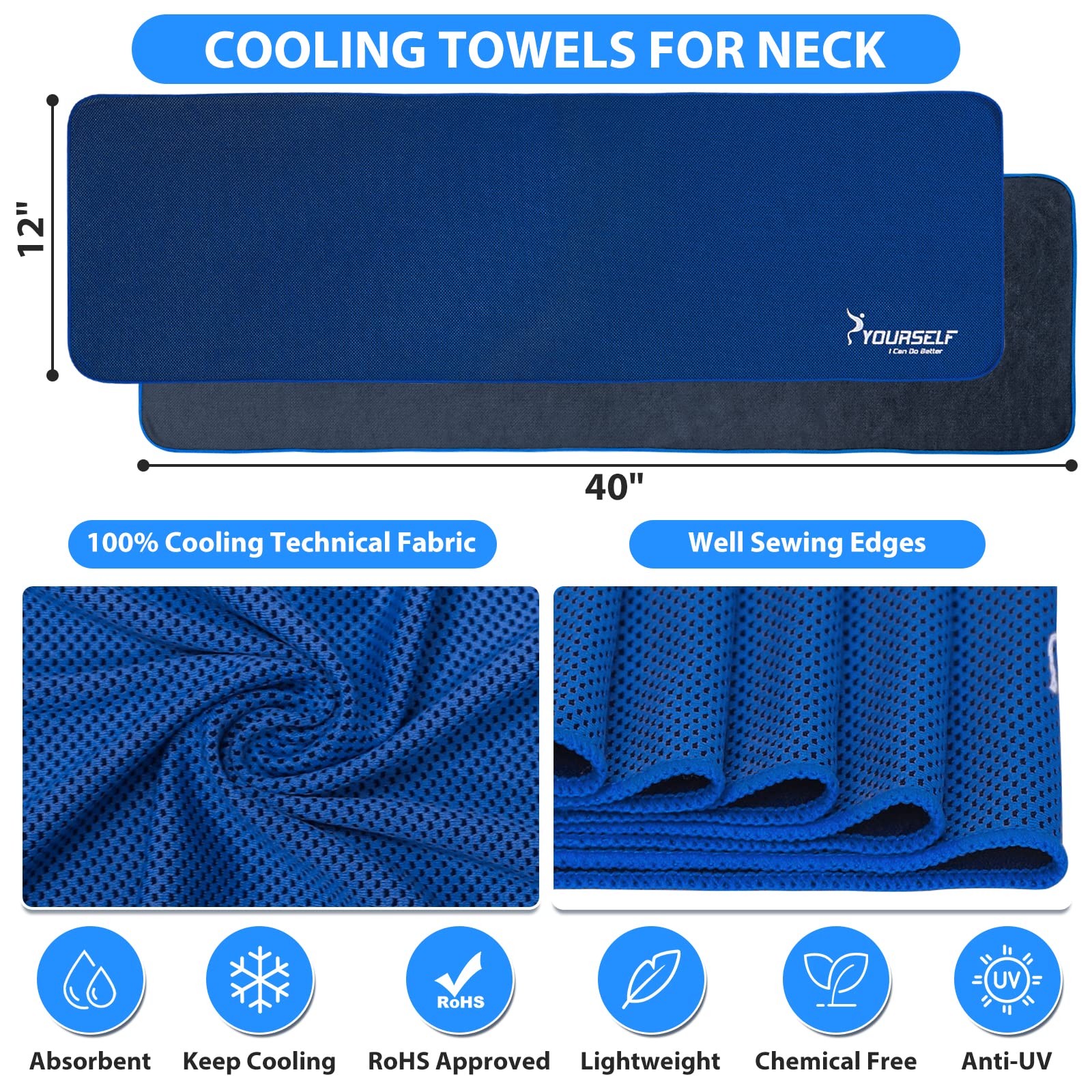 SYOURSELF Cooling Towel, Cooling Towels for Neck,40" x 12"Ice Towel for Instant Cooling Relief, Soft Breathable Chilly Towel, Perfect Yoga, Golf, Sports, Gym, Workout, Athletes Towel (1PC-Orange)