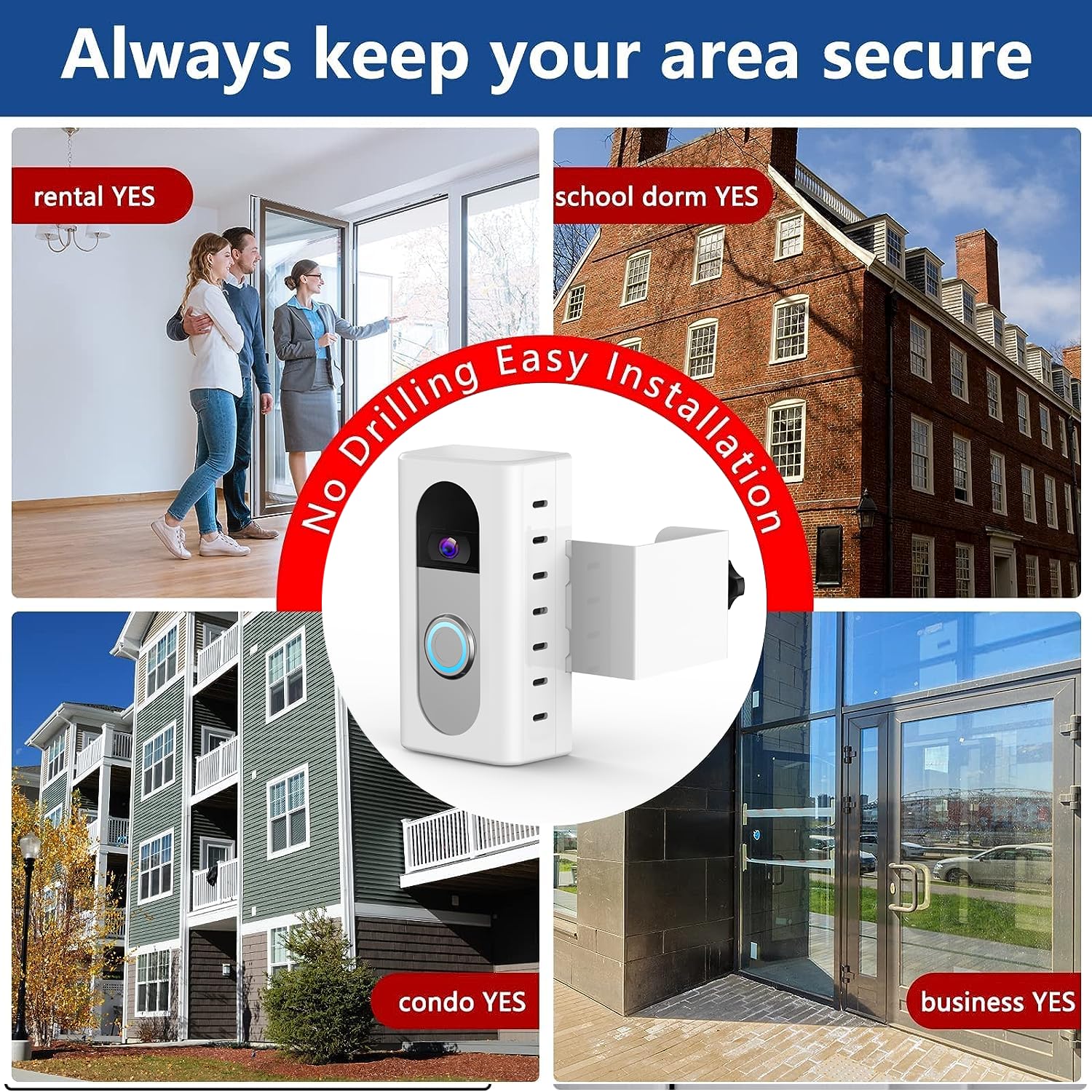 KIMILAR Anti-Theft Video Doorbell Mount Compatible with Ring/Blink Wireless Video Doorbell, Adjustable Mounting Bracket Accessories for Houses, Apartments, Businesses, Not for Blink 2nd Gen