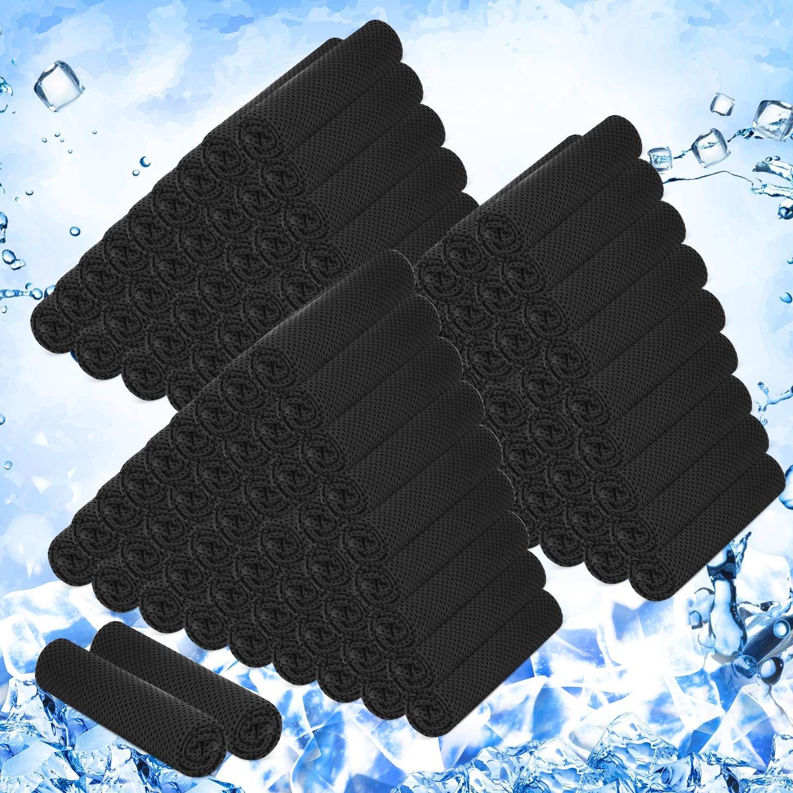 Hosuly 1000 Pack Cooling Towels Bulk 40 x 12 Inch Large Chilly Breathable Sweat Sports Cold Towels Sublimation Microfiber Ice Neck Rag for Hot Weather Workout Gym Team Gift (Dark Blue)