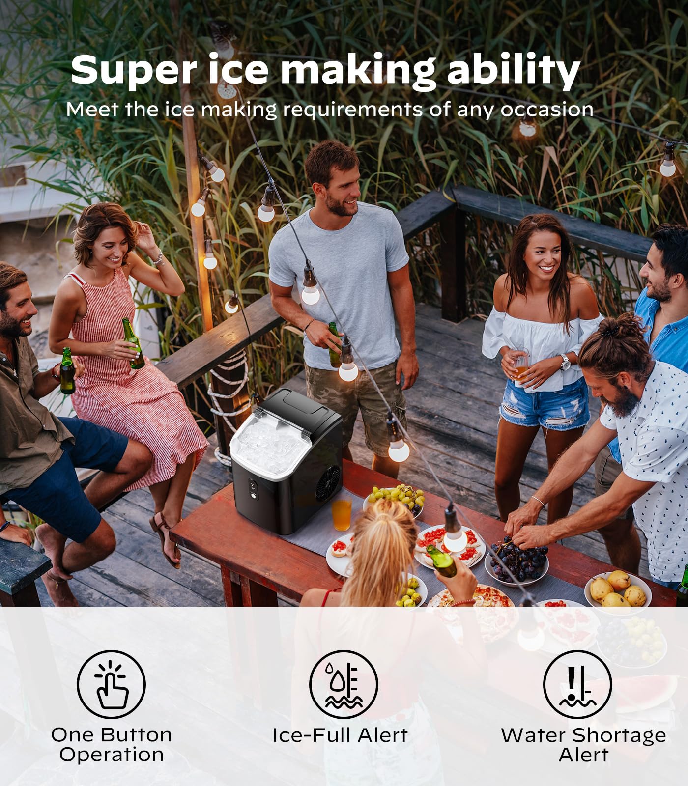 Silonn Countertop Ice Maker with 2.5L Expandable Ice Basket, 26.5lbs/24H, 9 Cubes in 6 Mins, 2 Ice Sizes, Self-Cleaning & LED Touch Control for Home Kitchen Office