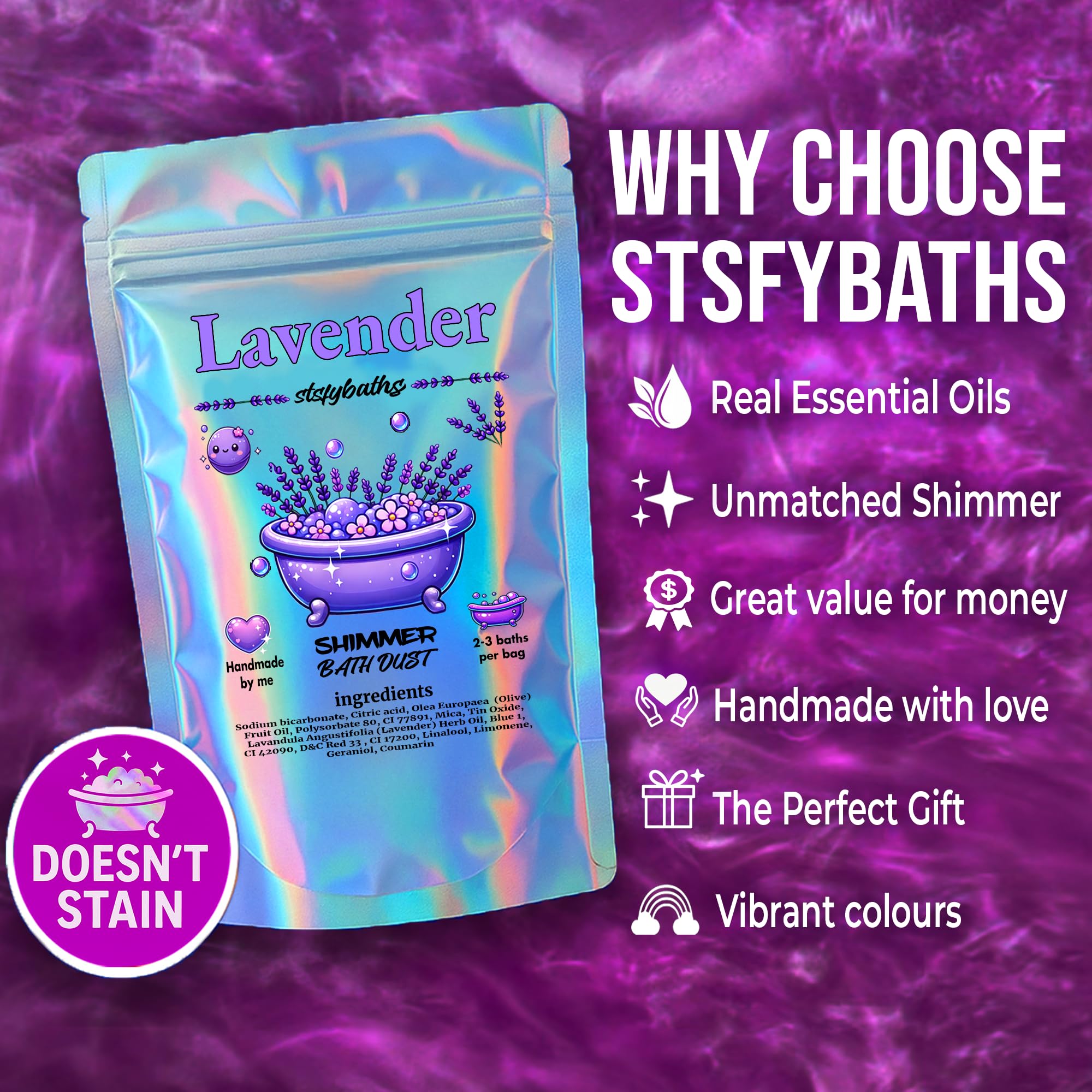 Sky Blue Bubblegum Shimmer Bath Bomb in A Bag - Handmade Scented Bath Bombs for Women,Kids and Men - Bathbomb Fizzies Perfect for Boys and Girls All Ages (4.4 Ounce, Sky Blue)
