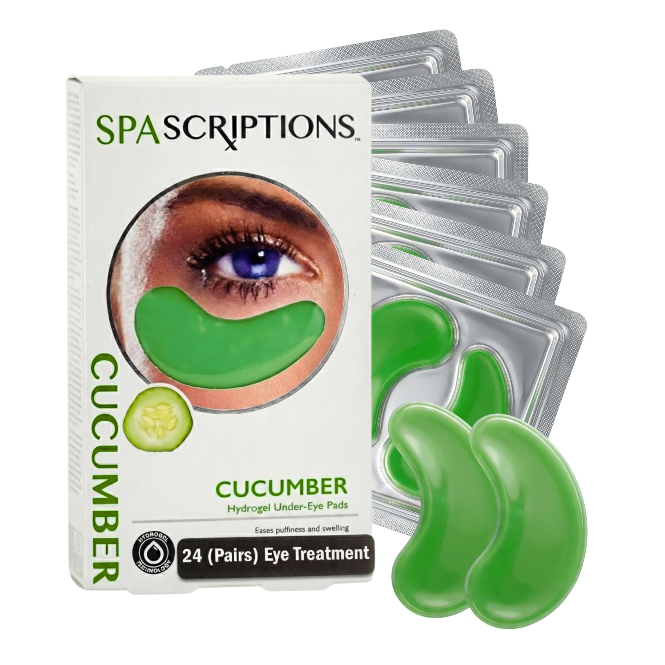 SpaScriptions Collagen Hydrogel Under Eye Patches - Anti-Wrinkle Eye Masks for Dark Circles & Puffiness, Firming & Hydrating Gel Eye Pads for Men & Women for Refreshing Daily Skin Care, 4 Pairs