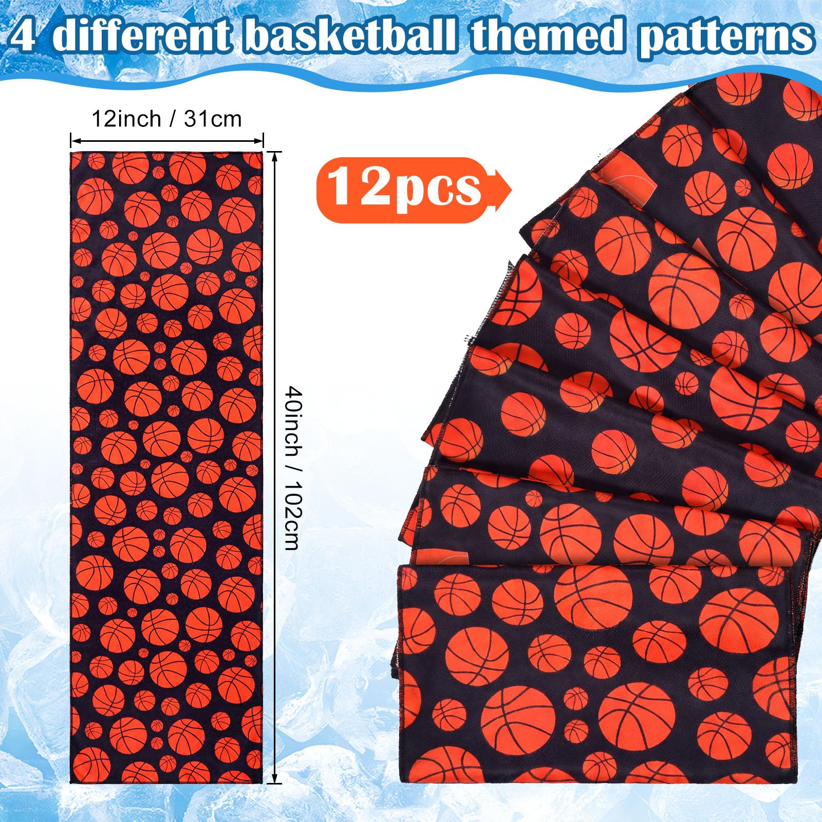 FuWeave 24 Pack Baseball Cooling Towel 40 x 12 Inch Breathable Sport Cooling Towel Microfiber Fast Drying Baseball Team Gifts for Athletes Yoga Gym Camping Running