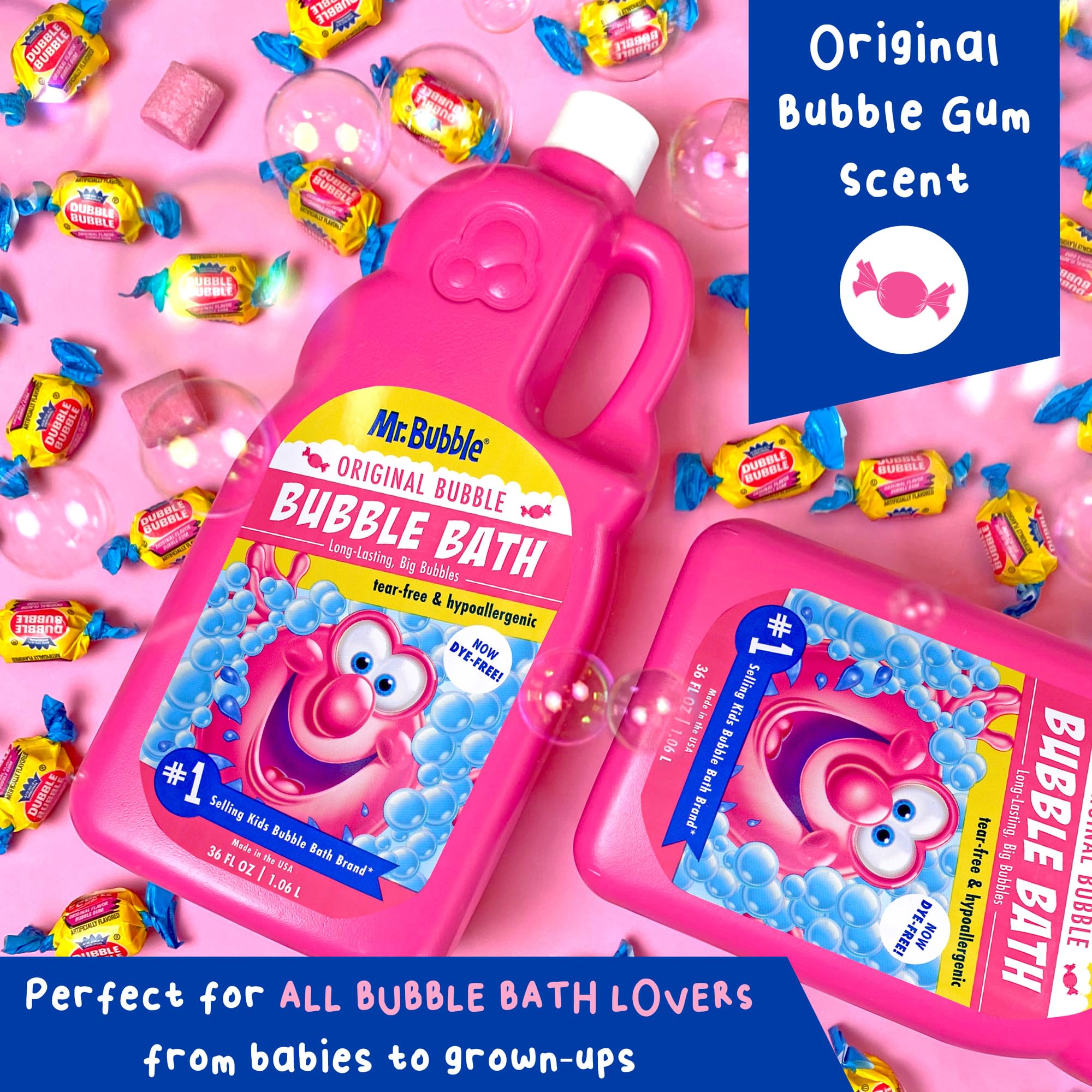 Mr. Bubble Extra Gentle Bubble Bath - Hypoallergenic, Tear Free Bubble Bath Solution Perfect for Sensitive Skin (Pack of 2 Bottles, 16 fl oz Each)