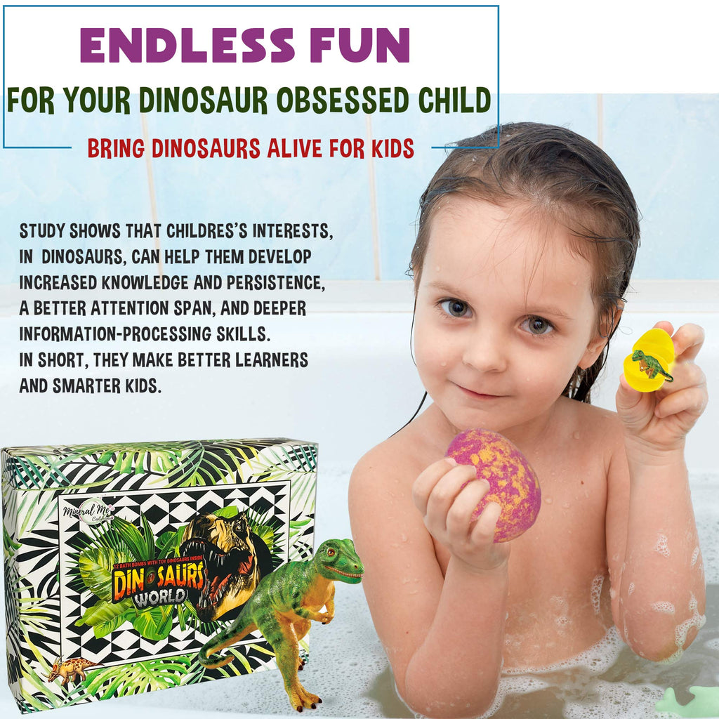 Bath Bombs for Kids with Surprise Toys Inside Plus Dinosaur Puzzle - Set of 9 Organic Dino Egg Bath Bombs, Gentle and Kids Safe, Fizzy Balls with Rich Bubbles, Birthday Gifts for Boys, Girls