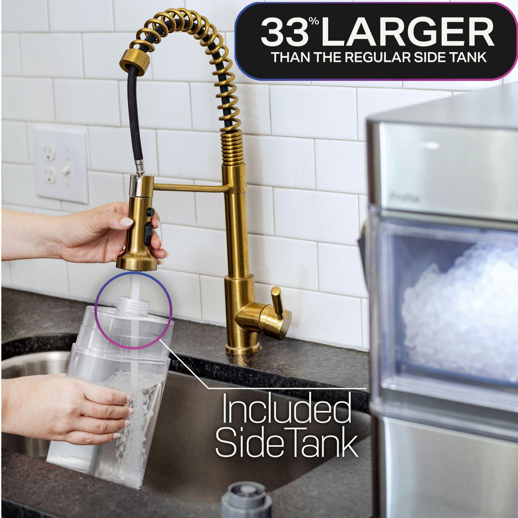 GE Profile Opal Ultra, Countertop Nugget Ice Maker, 1 Gal XL Side Tank, *Amazon Exclusive*, 38 lbs/Day, Pebble Pellet Crushed Ice Machine, WiFi Black Stainless Steel
