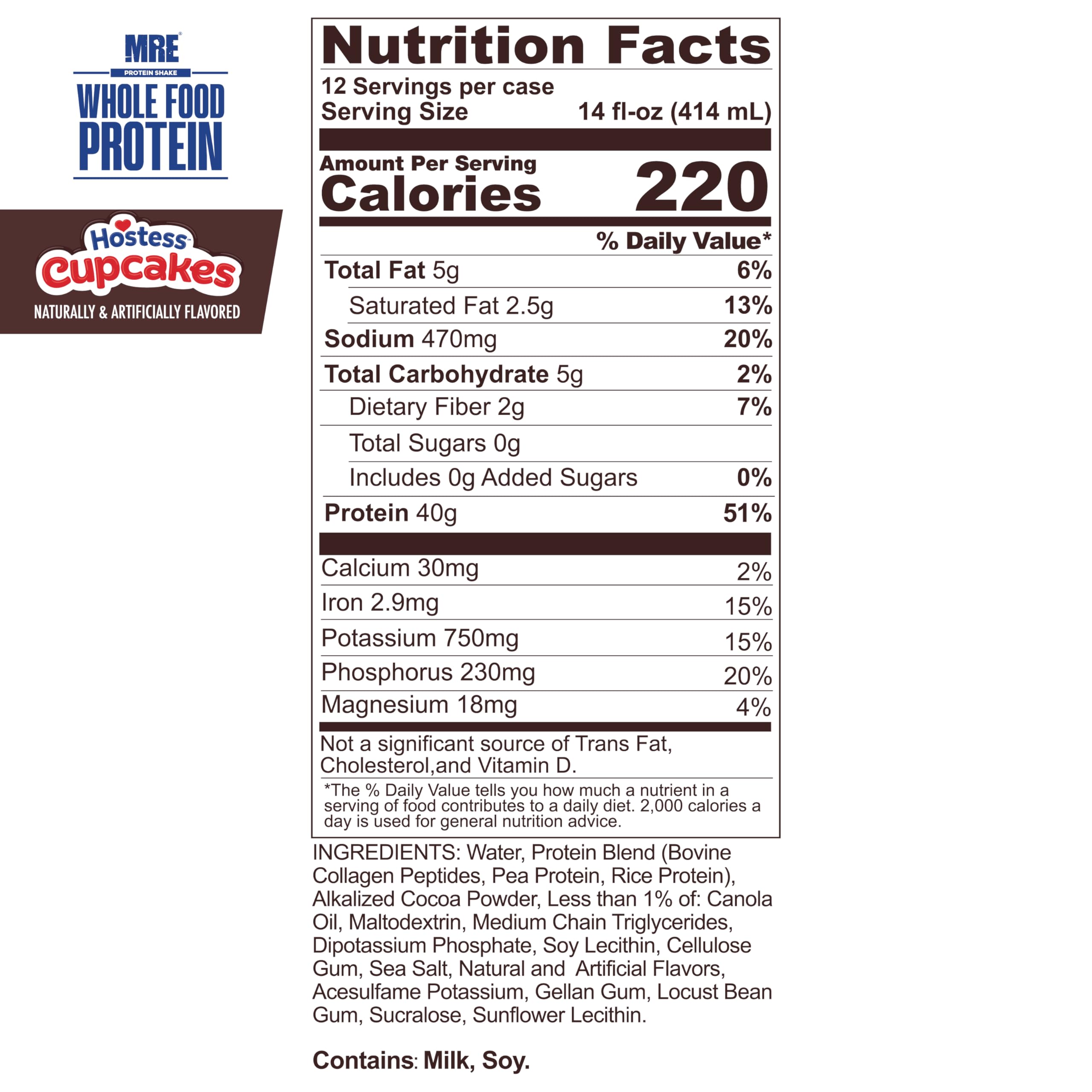 REDCON1 MRE RTD Protein Shake | Milk Chocolate | Lactose Free, 40g Protein - 12 Pack, 14 oz