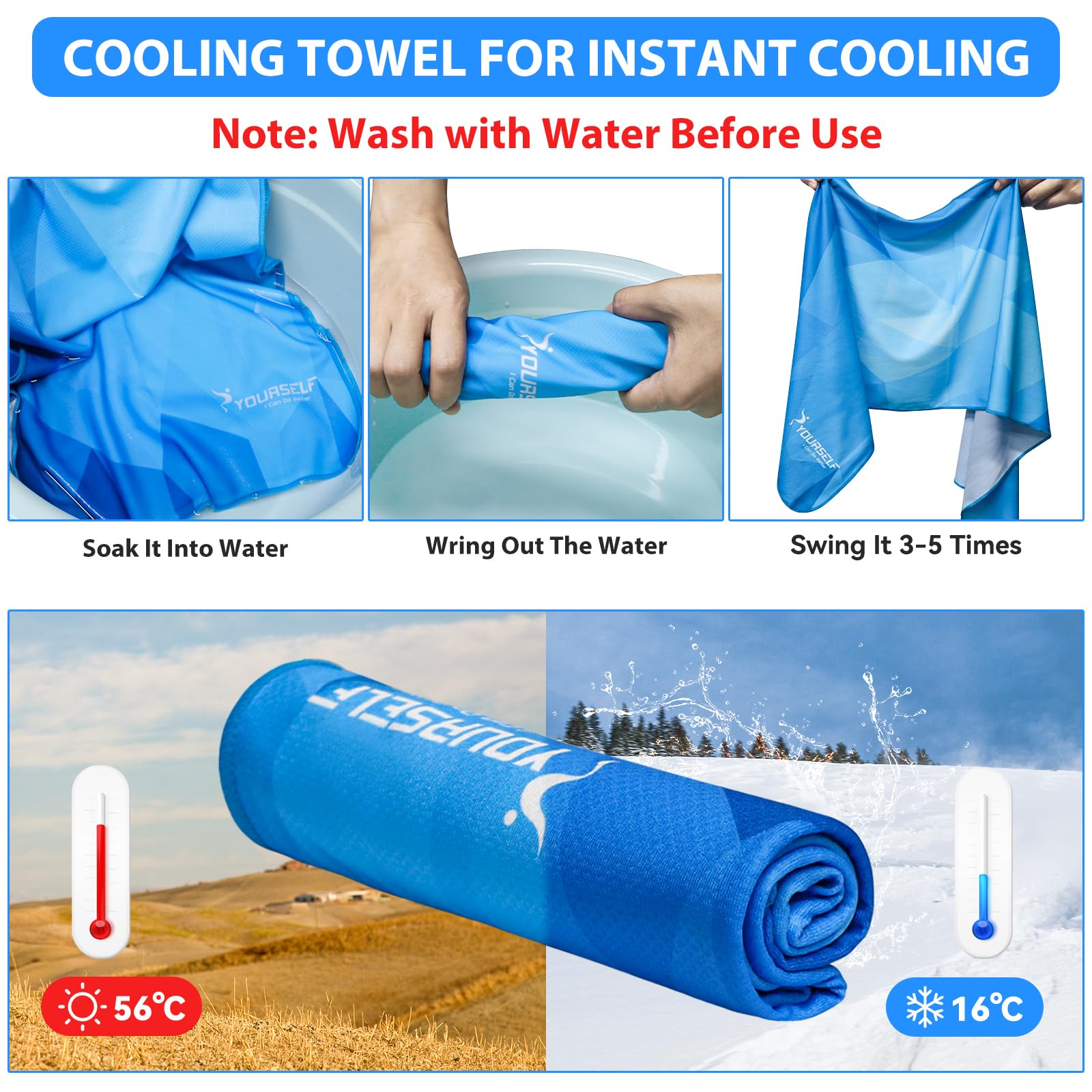 SYOURSELF Cooling Towel, Cooling Towels for Neck,40" x 12"Ice Towel for Instant Cooling Relief, Soft Breathable Chilly Towel, Perfect Yoga, Golf, Sports, Gym, Workout, Athletes Towel (1PC-Orange)
