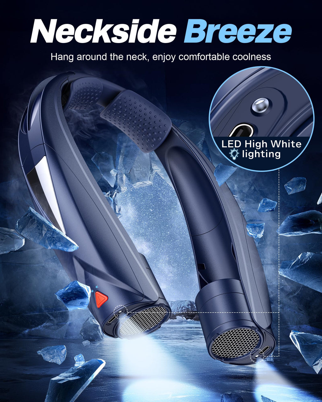 Laimiod Neck Fan - Portable Neck Fan with LED Book Light, 6-20h Long Battery Life, 6 Speeds Adjustable, USB-C Rechargeable, Hands-Free Wearable Fan, Cooling Personal Fan Gifts for Men Women Dad Mom | Comfortable Silicone Made, 6-20 Hours Long Lasting, 6 A