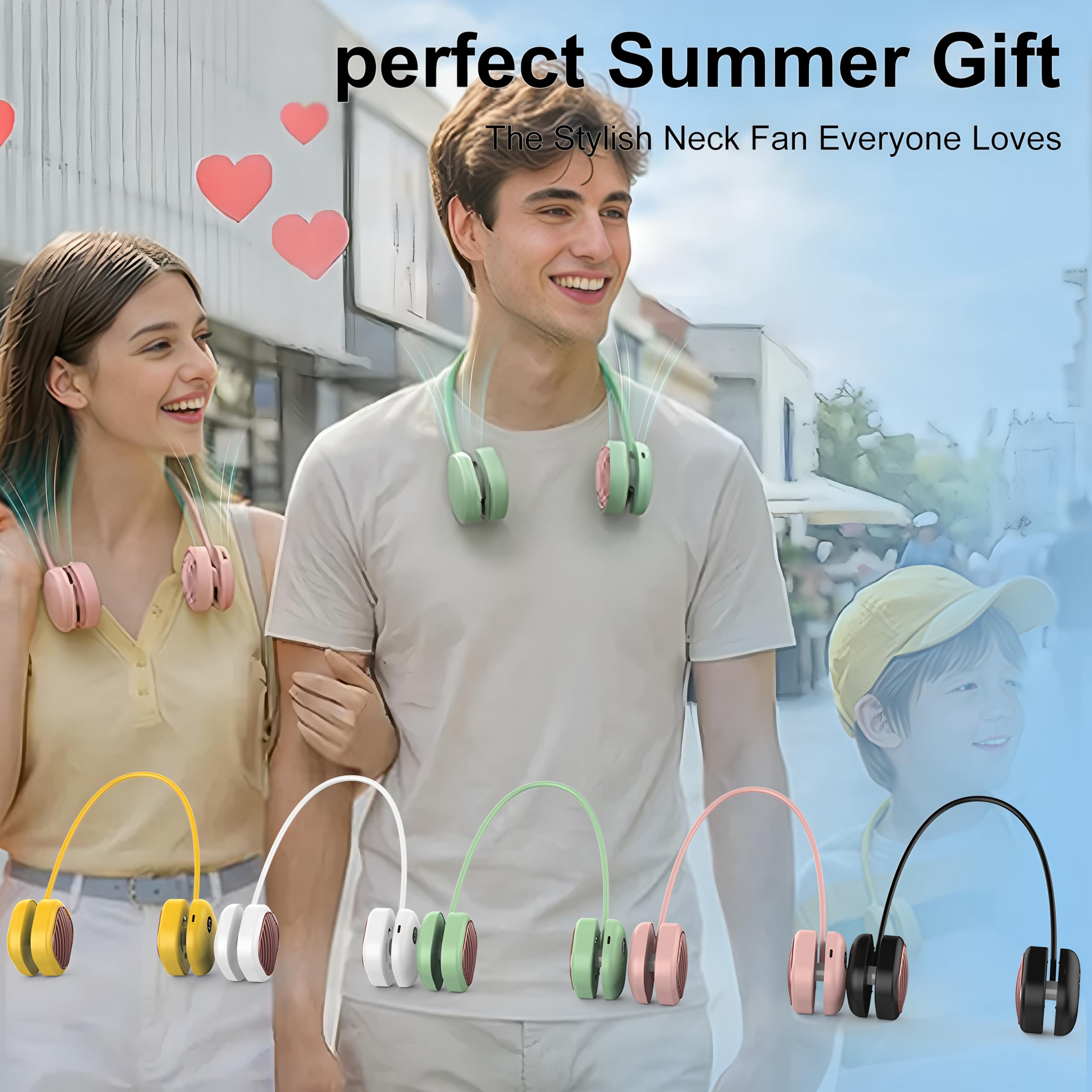 Portable Neck Fan, Hands Free Mini Personal Neck Fans for Women with 5 Speeds, Lightweight Small 5oz Wearable Cooling Fan, 360° Adjustable, Gift for Girl, Gym, Travel and Outdoor, White