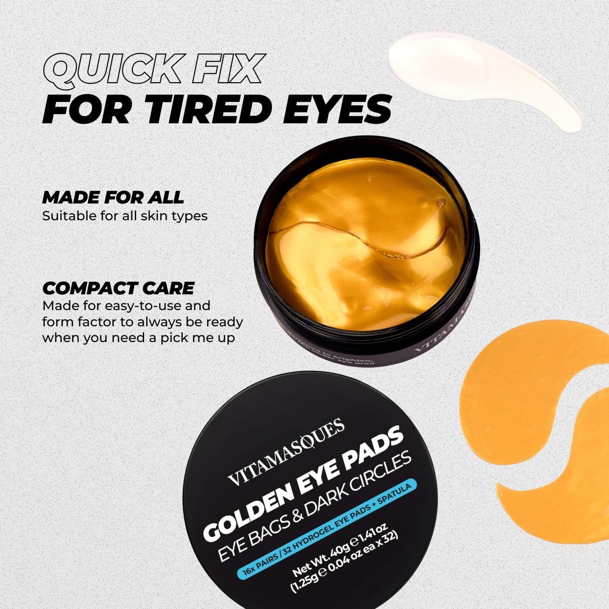 Vitamasques Lavender Hydrogel Eye Pads For Puffy Eyes & Dark Circles - Refresh in 15 minutes - Formulated in Korea - 16 Pairs / 32 HydroGel Eye Pads