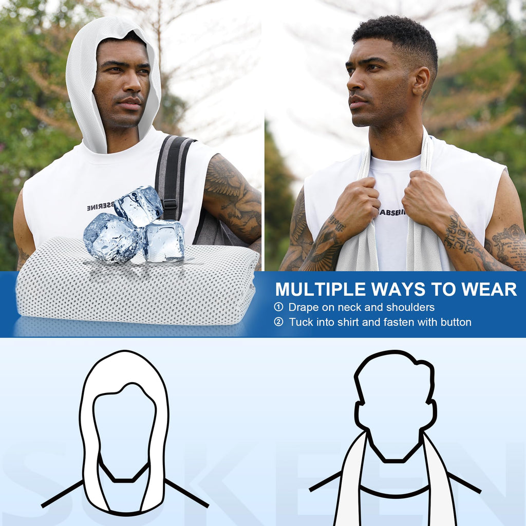 Sukeen Cooling Hoodie Towel, Cooling Towels for Neck and Face Quick Drying Absorbent, UV Protection Cooling Neck Wraps, Sport Workout Camping Cycling Cooling Towel
