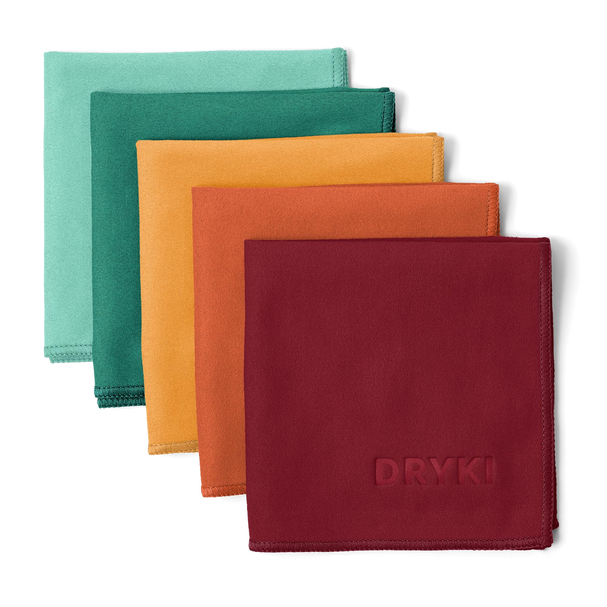 DRYKI Pocket-Sized Sweat Towels - The Original Sweat Absorbing Handkerchiefs - Quick-Dry Microfiber Sweat Rags for Face, Hands, & Body - Men & Women - Gym and Work (Moss Camo: 5 Pack)