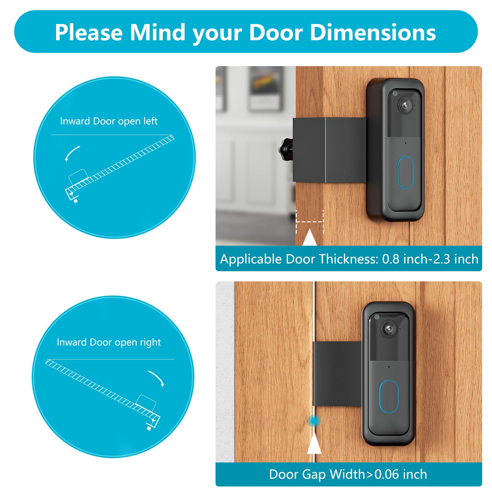 Anti-Theft Blink Doorbell Mount, No-Drill Mounting Bracket for All-New Blink Video Doorbell Camera, Non-Blocking Motion Sensor, Easy to Install, Door Mount Holder for Apartments, Renters (Black)