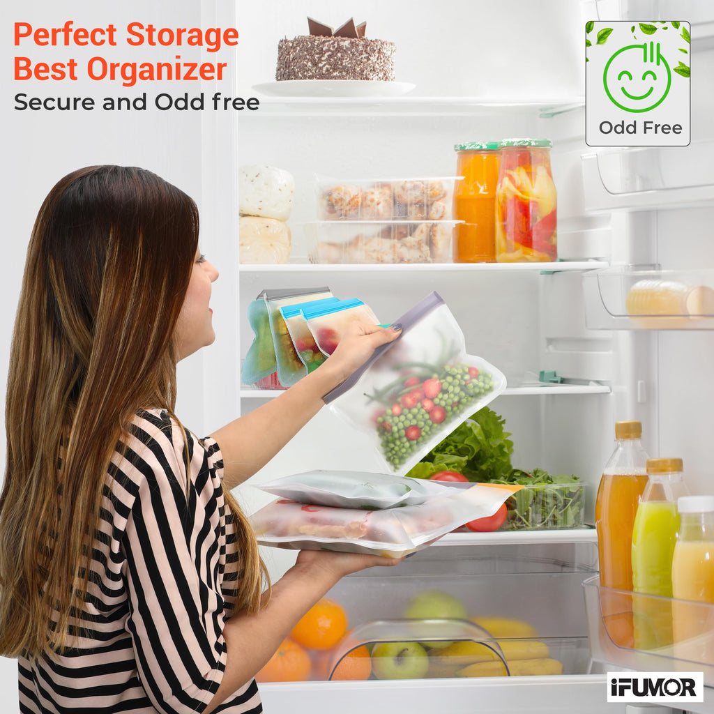 10 Pack Dishwasher Safe Reusable Bags, Leakproof Reusable Freezer Bags, BPA Free Food Storage Bags for Lunch, Marinate and Travel, 3 Gallon, 4 Sandwich, 3 Snack Bags