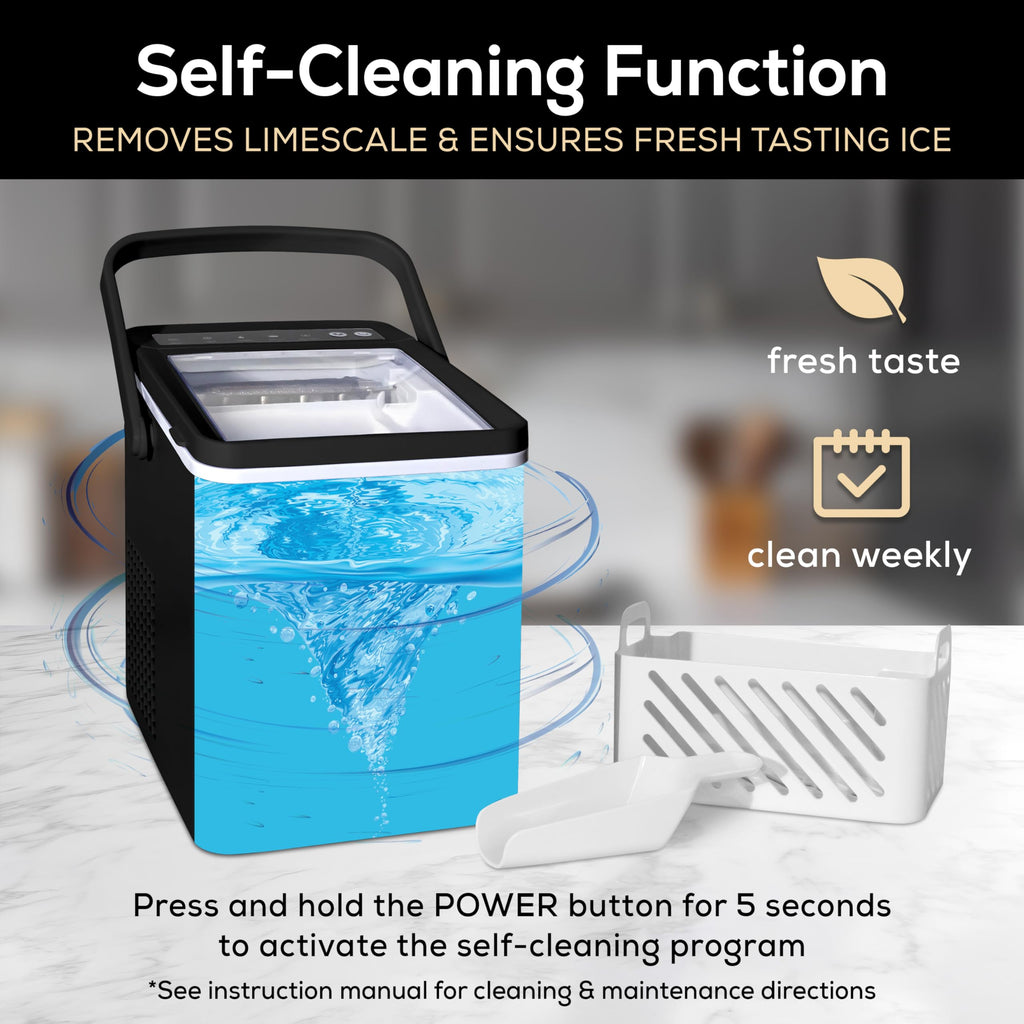 Igloo Automatic Self-Cleaning Portable Electric Countertop Ice Maker Machine with Handle, 26 Pounds in 24 Hours, 9 Ice Cubes Ready in 7 Minutes, with Ice Scoop and Basket