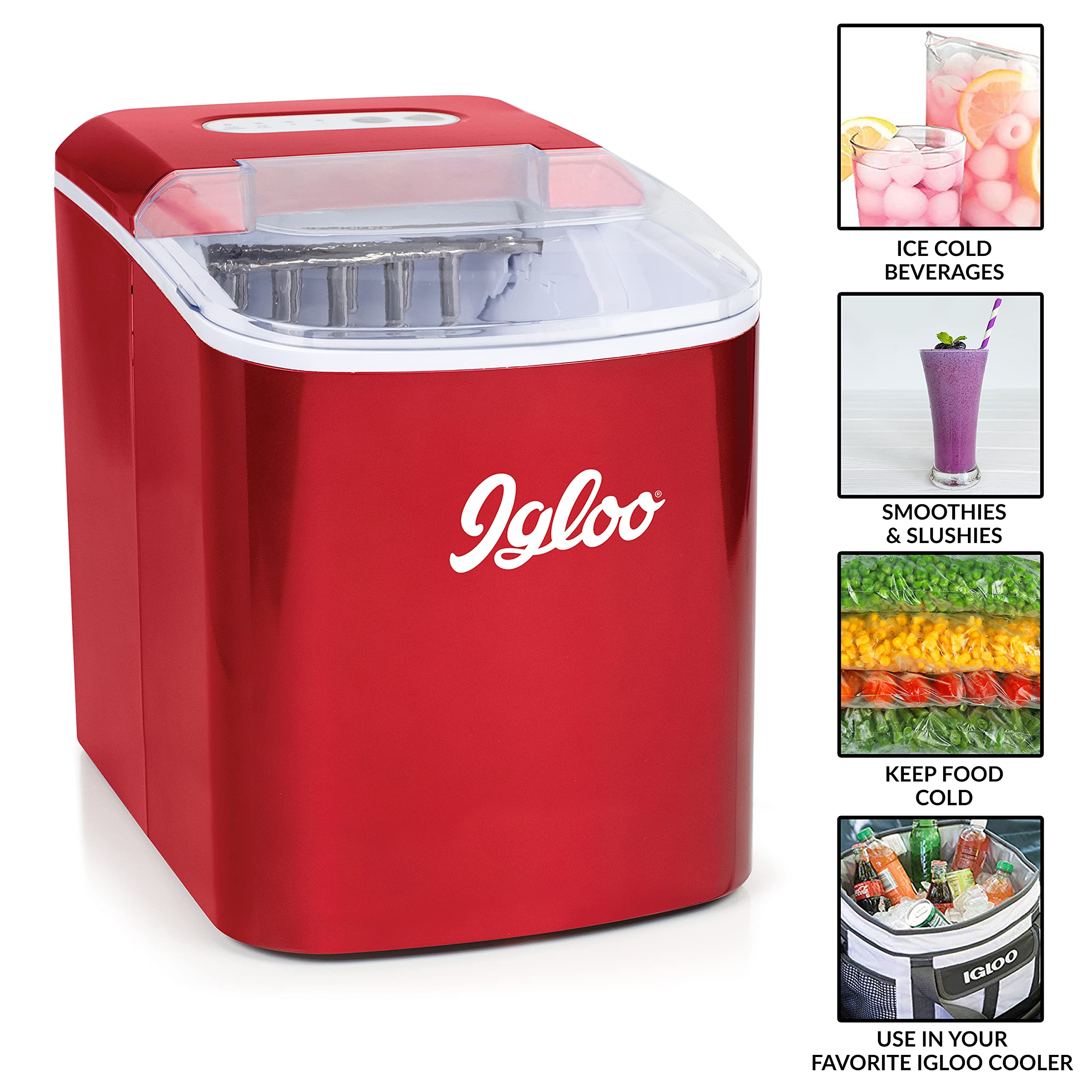 Igloo Automatic Self-Cleaning Portable Electric Countertop Ice Maker Machine with Handle, 26 Pounds in 24 Hours, 9 Ice Cubes Ready in 7 Minutes, with Ice Scoop and Basket