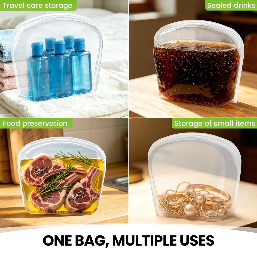 Reusable Silicone Food Storage Bag, Extra Large 124oz/3500ml Stand Up Sandwich Containers Leakproof for Oven, Microwave, Sous Vide & Freezer Bags for Meal Prep BBQ Camping Picnic Organization