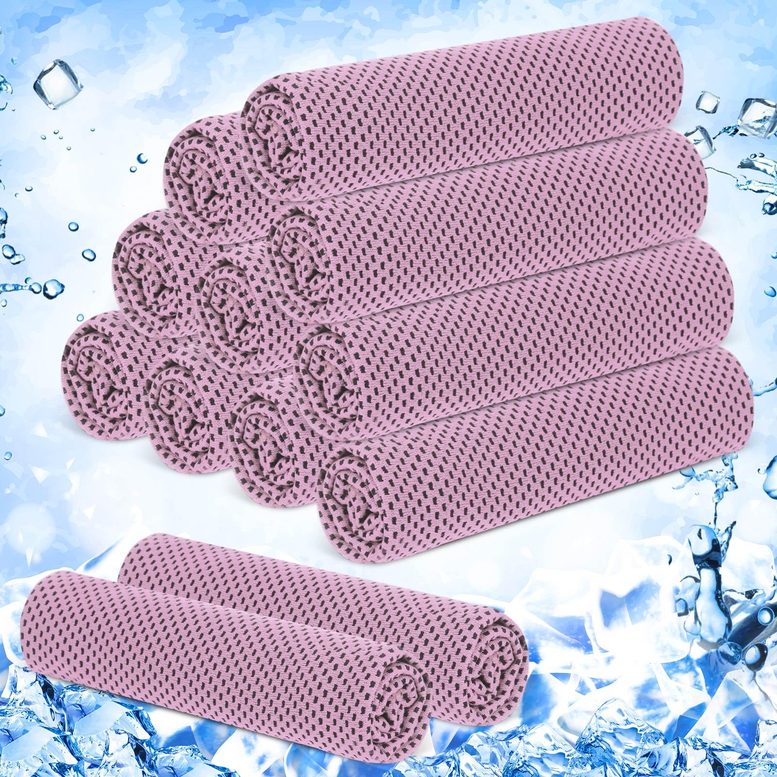 Hosuly 12 Pieces Cooling Towels, 40 x 12 Inch Ice Cool Towel for Neck and Face Microfiber Soft Breathable Chilly Rags for Yoga, Sports, Golf, Gym, Running, Workout(Purple)