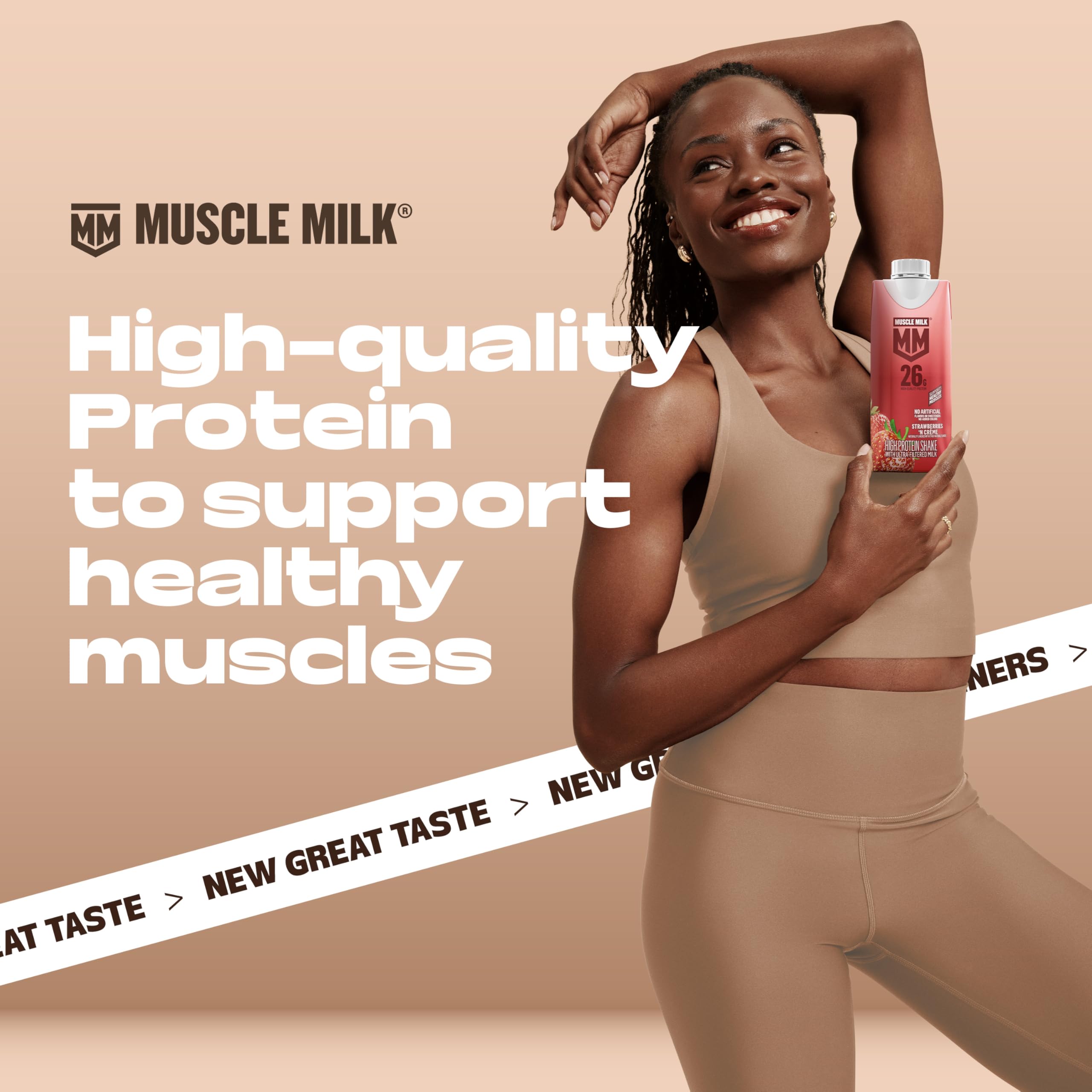 Muscle Milk High Protein Shake, Vanilla Creme, 11 fl oz Cartons (12 Pack) Ultra Filtered Milk, 26g High Quality Protein Shake, 3g Sugar, 160 Calories, No Artificial Flavors, No Artificial Sweeteners, No Added Colors