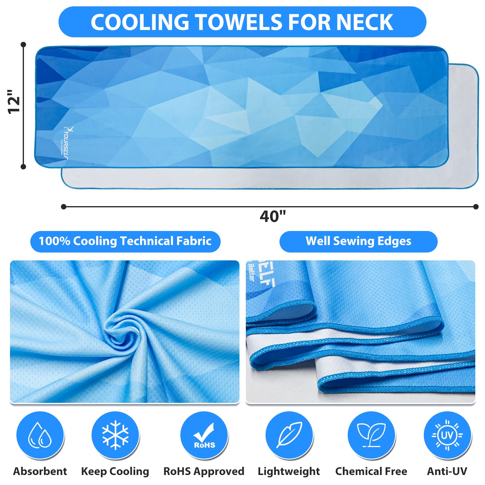 SYOURSELF Cooling Towel, Cooling Towels for Neck,40" x 12"Ice Towel for Instant Cooling Relief, Soft Breathable Chilly Towel, Perfect Yoga, Golf, Sports, Gym, Workout, Athletes Towel (1PC-Orange)