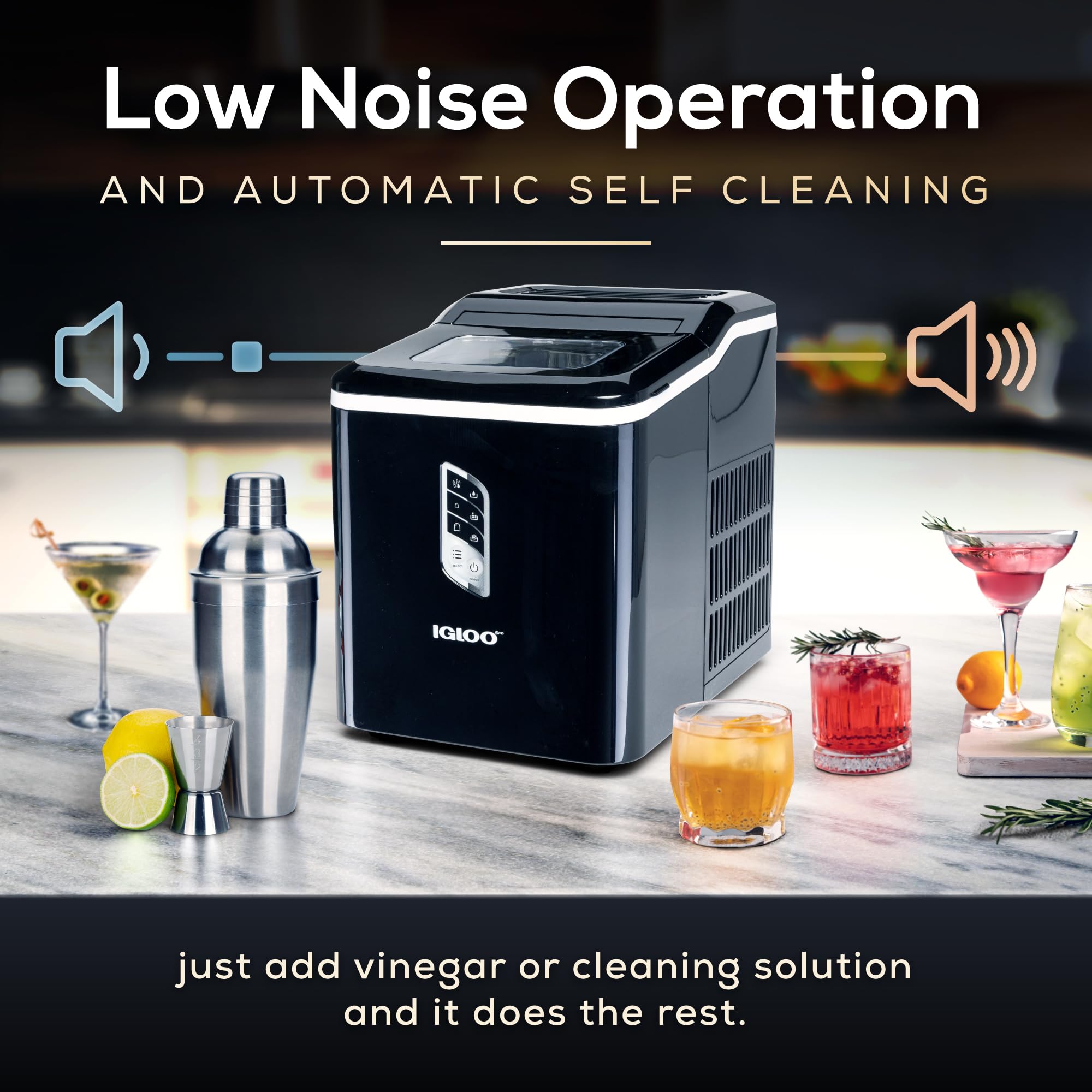 Igloo Automatic Self-Cleaning Portable Electric Countertop Ice Maker Machine with Handle, 26 Pounds in 24 Hours, 9 Ice Cubes Ready in 7 Minutes, with Ice Scoop and Basket