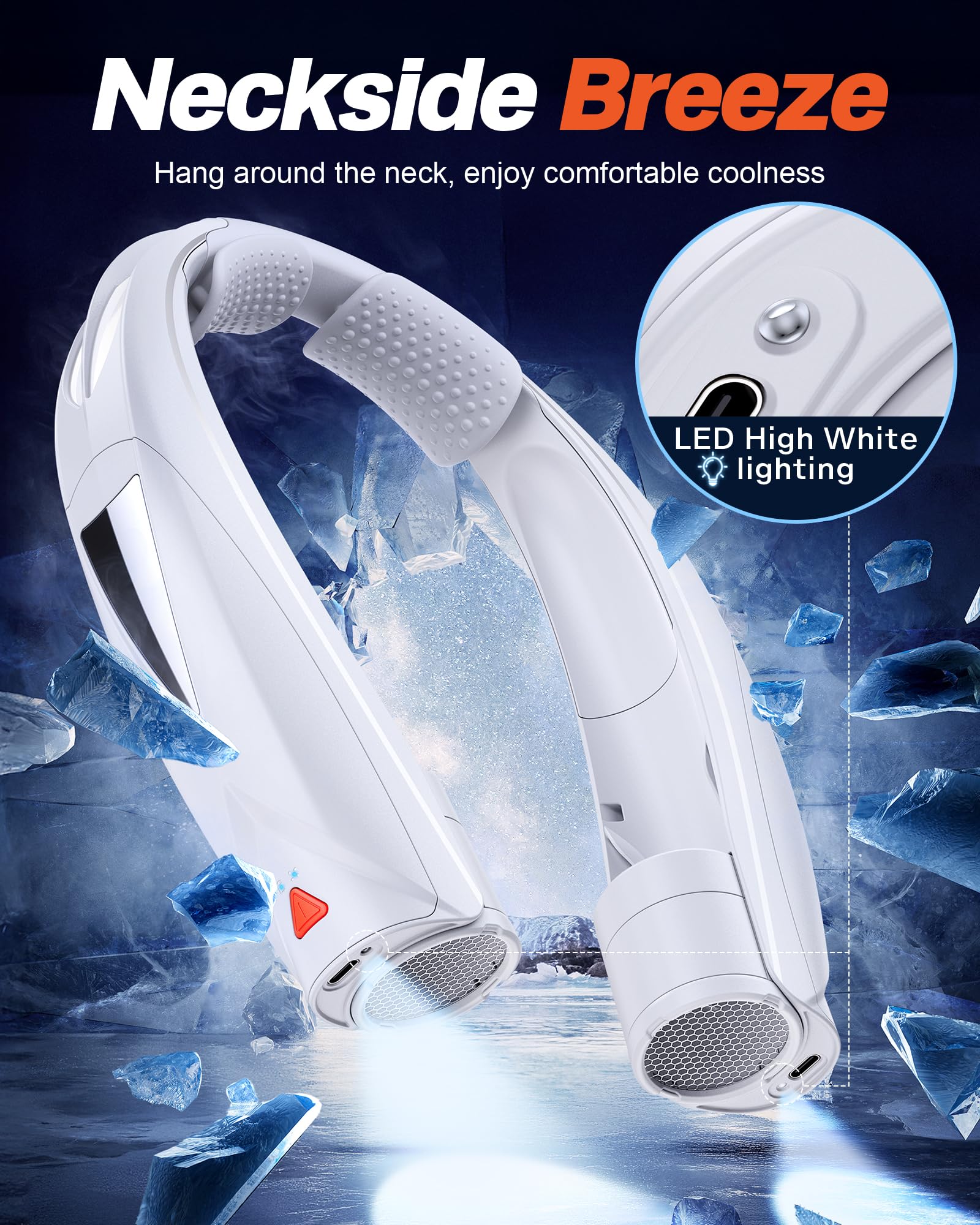 Laimiod Neck Fan - Portable Neck Fan with LED Book Light, 6-20h Long Battery Life, 6 Speeds Adjustable, USB-C Rechargeable, Hands-Free Wearable Fan, Cooling Personal Fan Gifts for Men Women Dad Mom | Comfortable Silicone Made, 6-20 Hours Long Lasting, 6 A