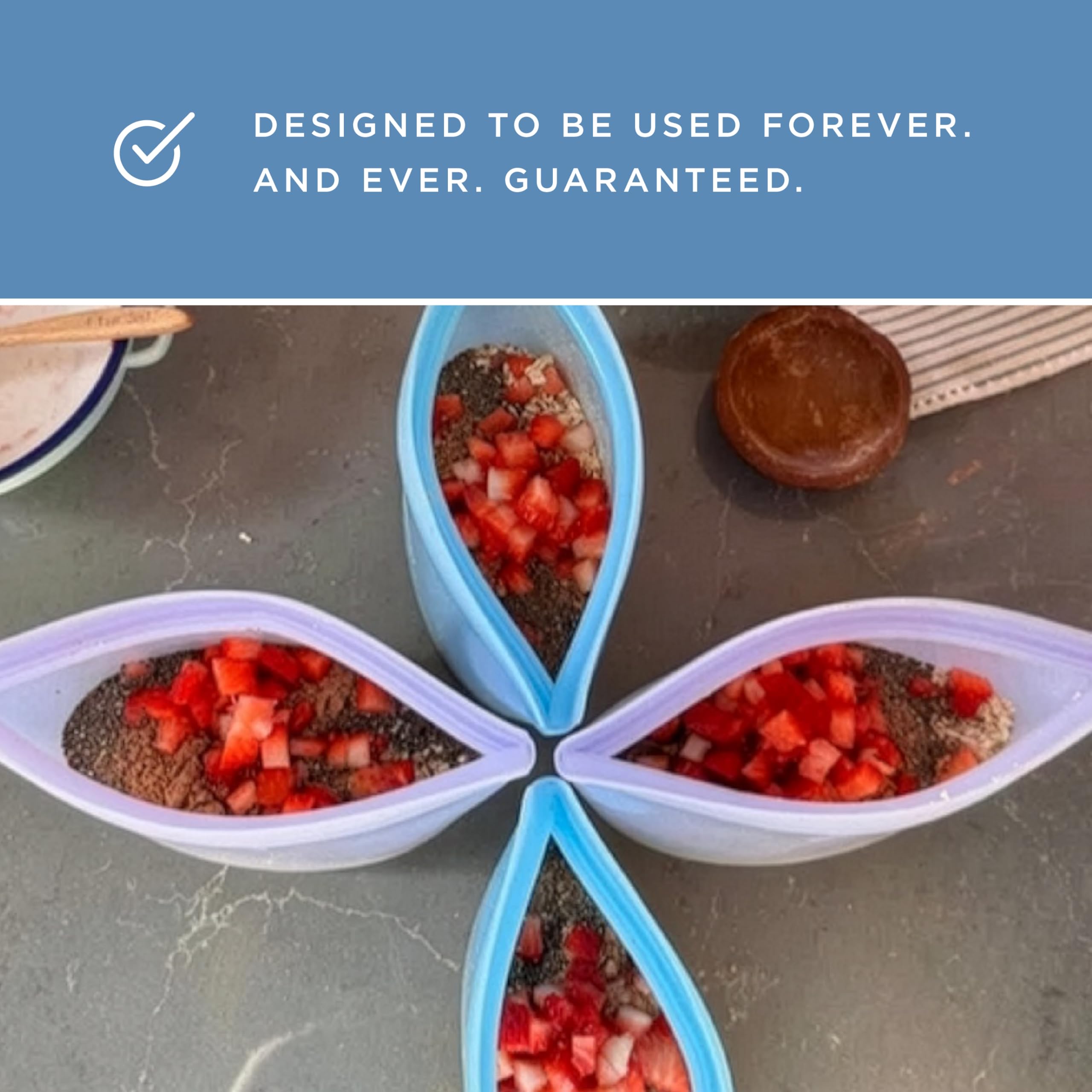 Stasher Silicone Reusable Storage Bags, 4-Pack, Reusable Freezer Bags, Microwave, Dishwasher, Oven Safe, Sous Vide, Premium Lunch Containers, Eco Friendly, Food Storage Bags, Snack Bags, Multicolor
