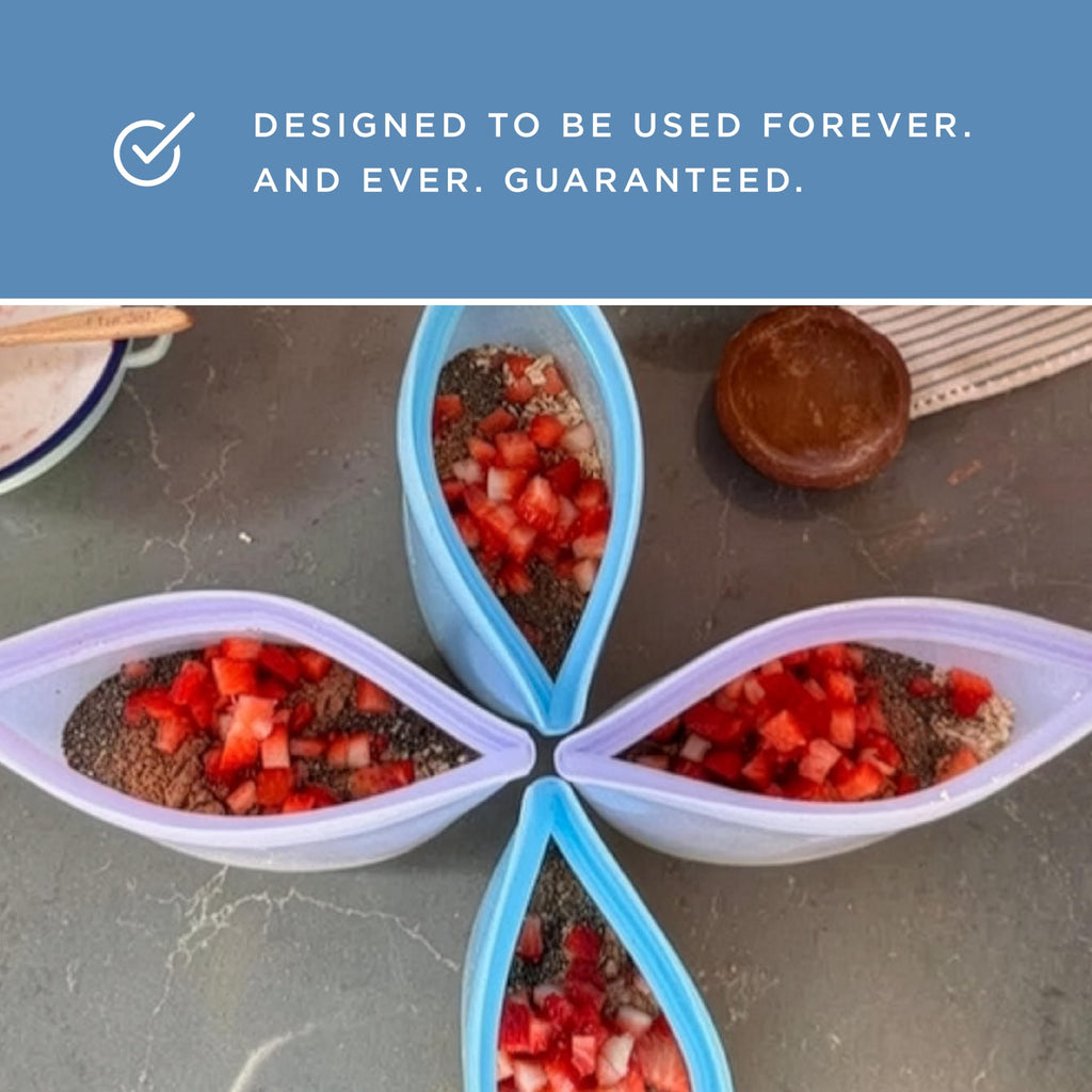 Stasher Silicone Reusable Storage Bags, 4-Pack, Reusable Freezer Bags, Microwave, Dishwasher, Oven Safe, Sous Vide, Premium Lunch Containers, Eco Friendly, Food Storage Bags, Snack Bags, Multicolor