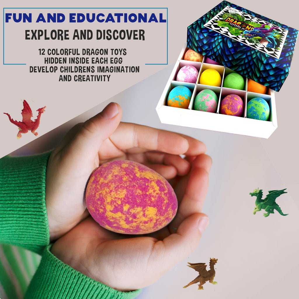Bath Bombs for Kids with Surprise Toys Inside Plus Dinosaur Puzzle - Set of 9 Organic Dino Egg Bath Bombs, Gentle and Kids Safe, Fizzy Balls with Rich Bubbles, Birthday Gifts for Boys, Girls