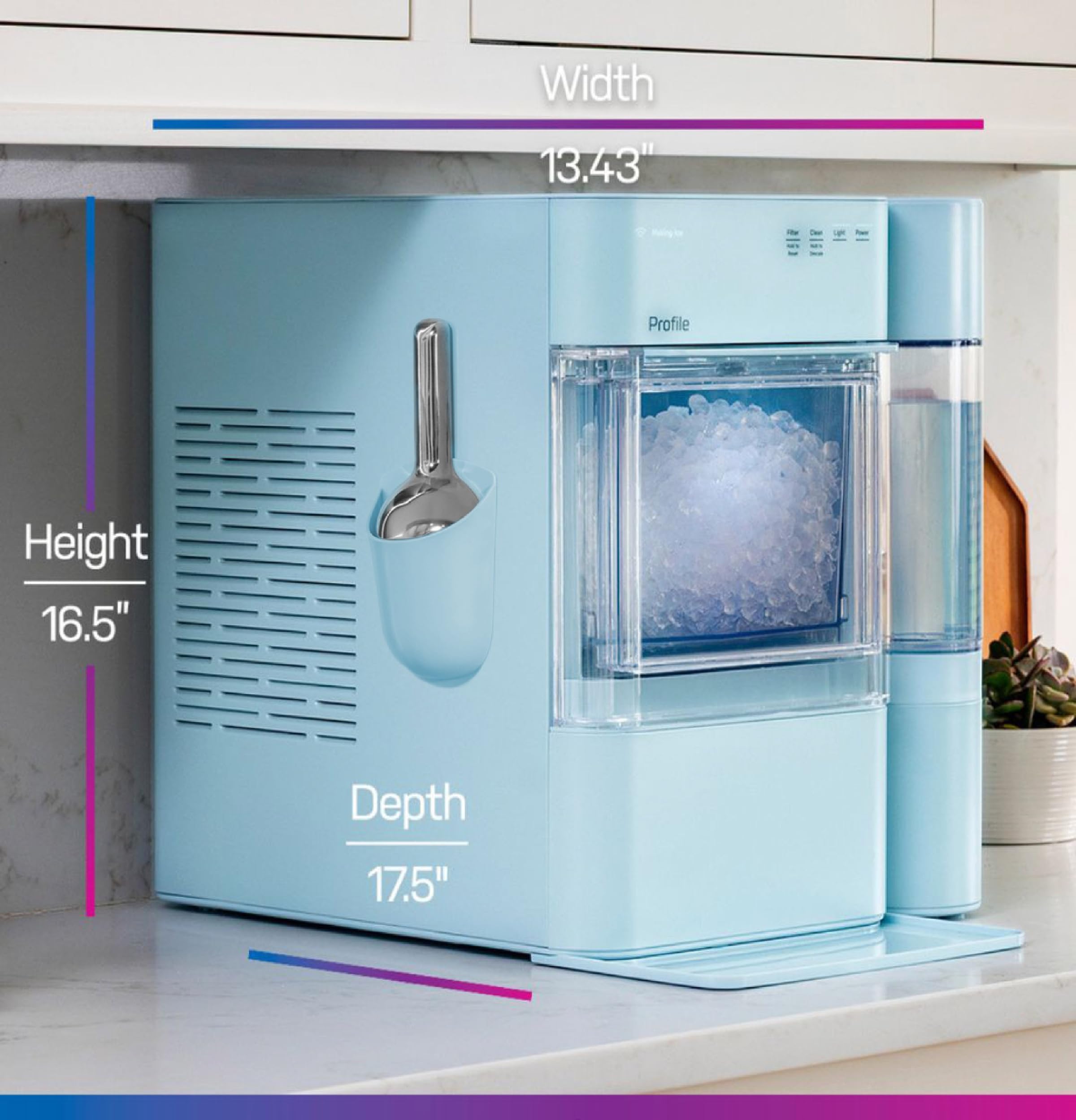 GE Profile Opal Ultra, Countertop Nugget Ice Maker, 1 Gal XL Side Tank, *Amazon Exclusive*, 38 lbs/Day, Pebble Pellet Crushed Ice Machine, WiFi Black Stainless Steel