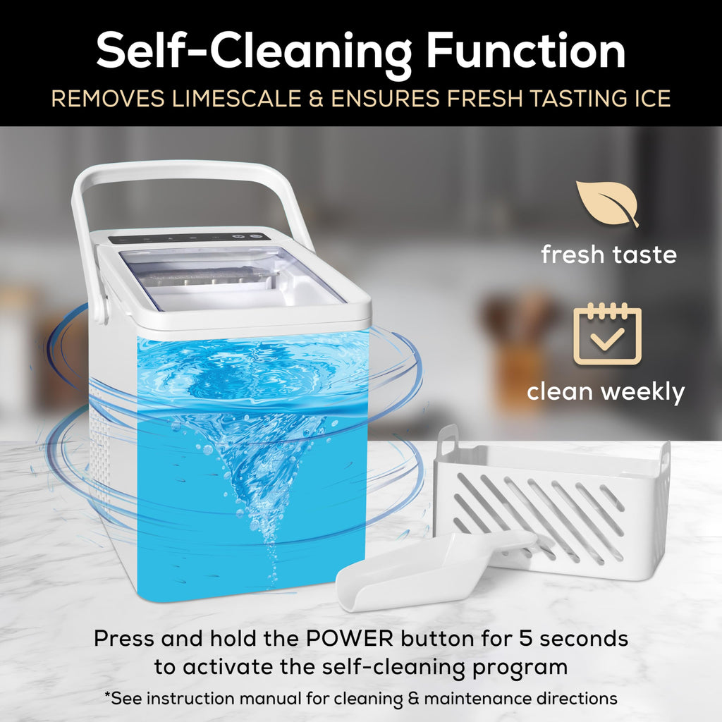 Igloo Automatic Self-Cleaning Portable Electric Countertop Ice Maker Machine with Handle, 26 Pounds in 24 Hours, 9 Ice Cubes Ready in 7 Minutes, with Ice Scoop and Basket