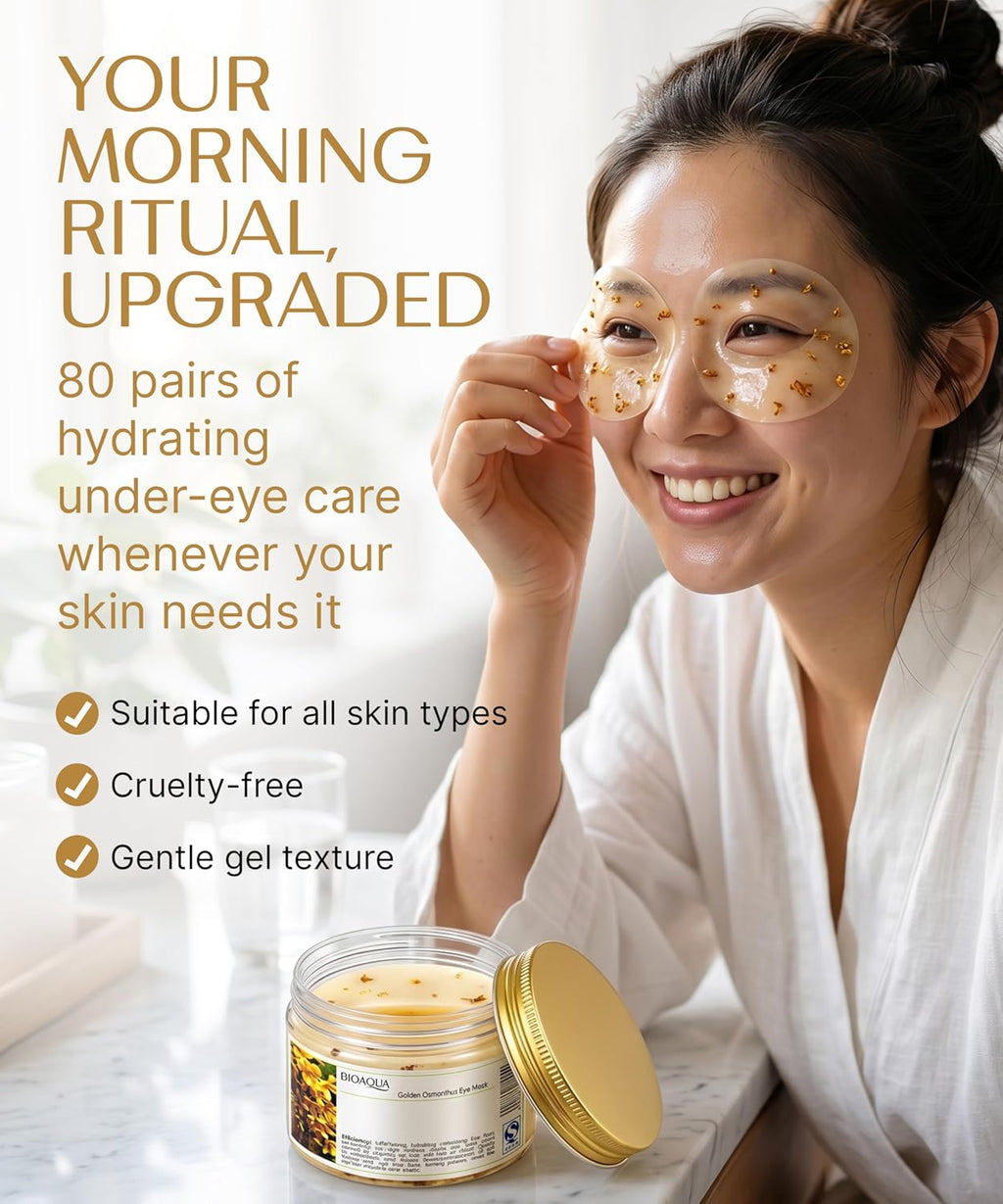 BIOAQUA Under Eye Patches - Collagen Under Eye Patches to Reduce the Look of Dark Circles & Puffy Eyes - Hydrating Osmanthus Lemon Gel Eye Mask, 80 Pcs