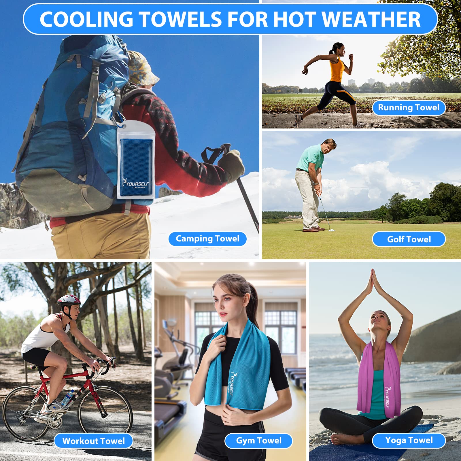 SYOURSELF Cooling Towel, Cooling Towels for Neck,40" x 12"Ice Towel for Instant Cooling Relief, Soft Breathable Chilly Towel, Perfect Yoga, Golf, Sports, Gym, Workout, Athletes Towel (1PC-Orange)
